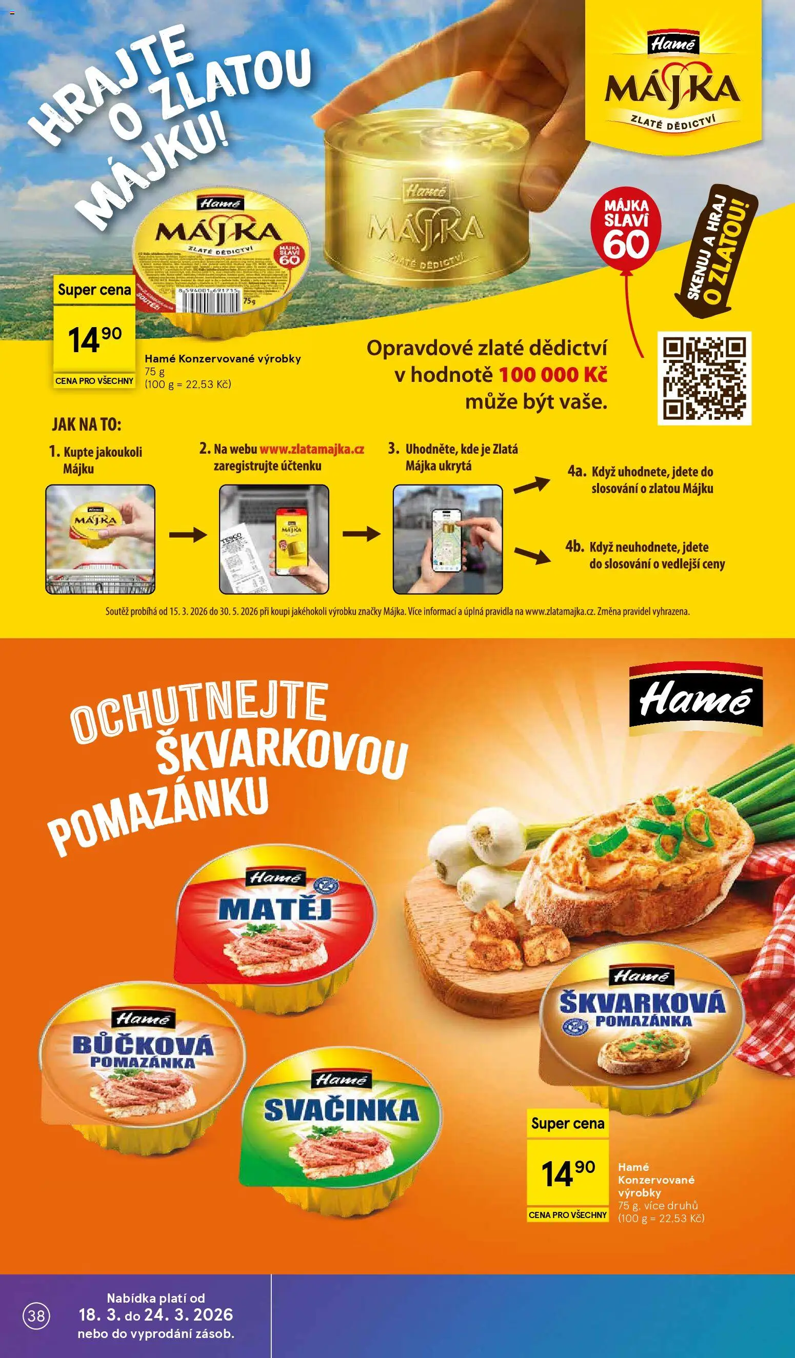 Tesco leták - Hypermarket od 18.03.2026 | Strana: 38 | Produkty: Pomazánka