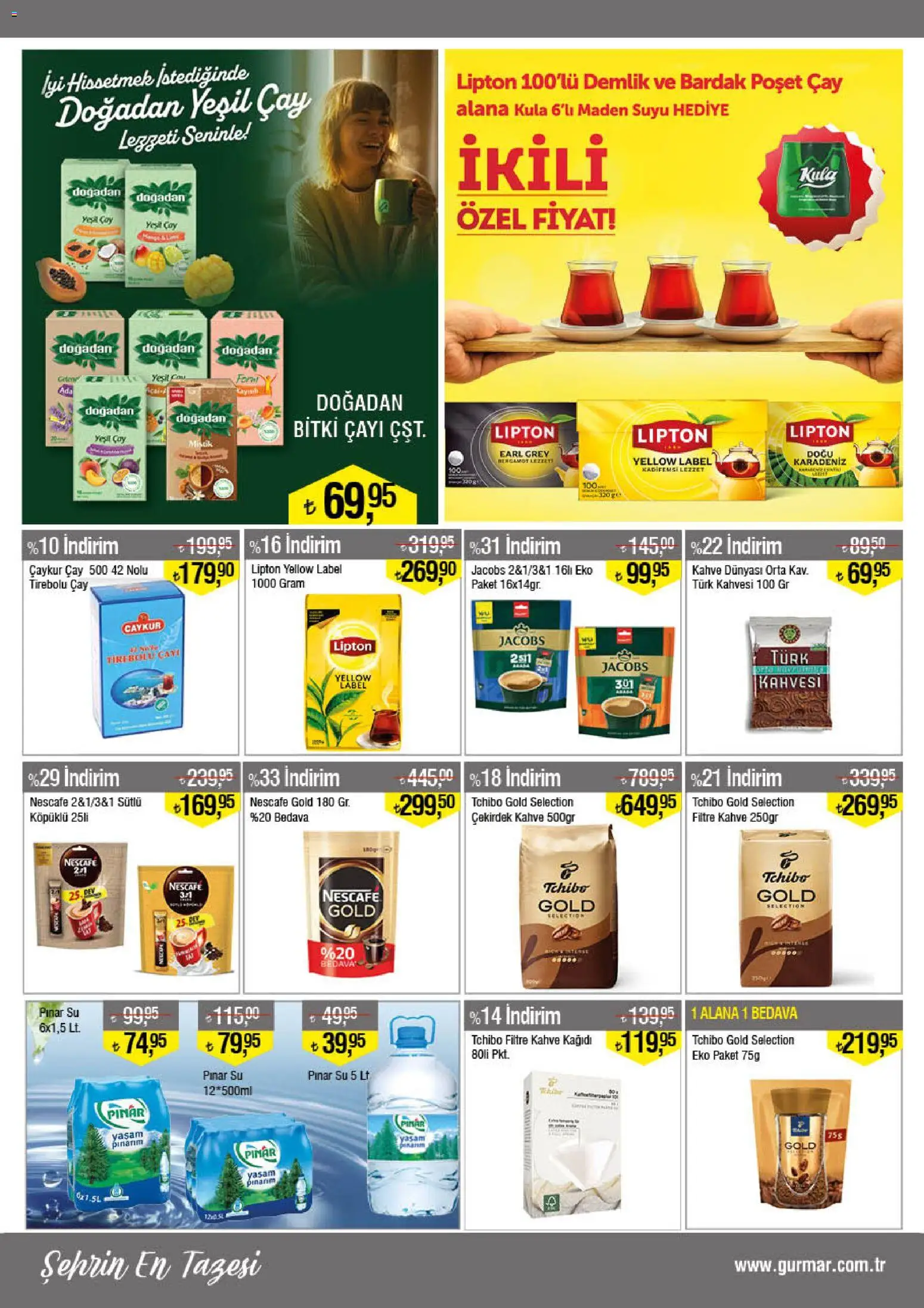 Gürmar - Katalog - 16.02.2026 tarihinden itibaren geçerlidir | Sayfa: 9 | Ürünler: Kahve, Su, Bardak poşet çay, Demlik