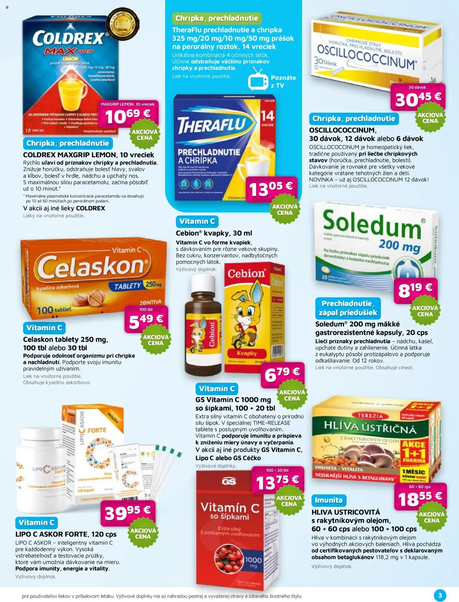 Nové Plus lekáreň akcie – leták je platný od 01.02.2026 | Strana: 3 | Produkty: Tv, Theraflu, Celaskon