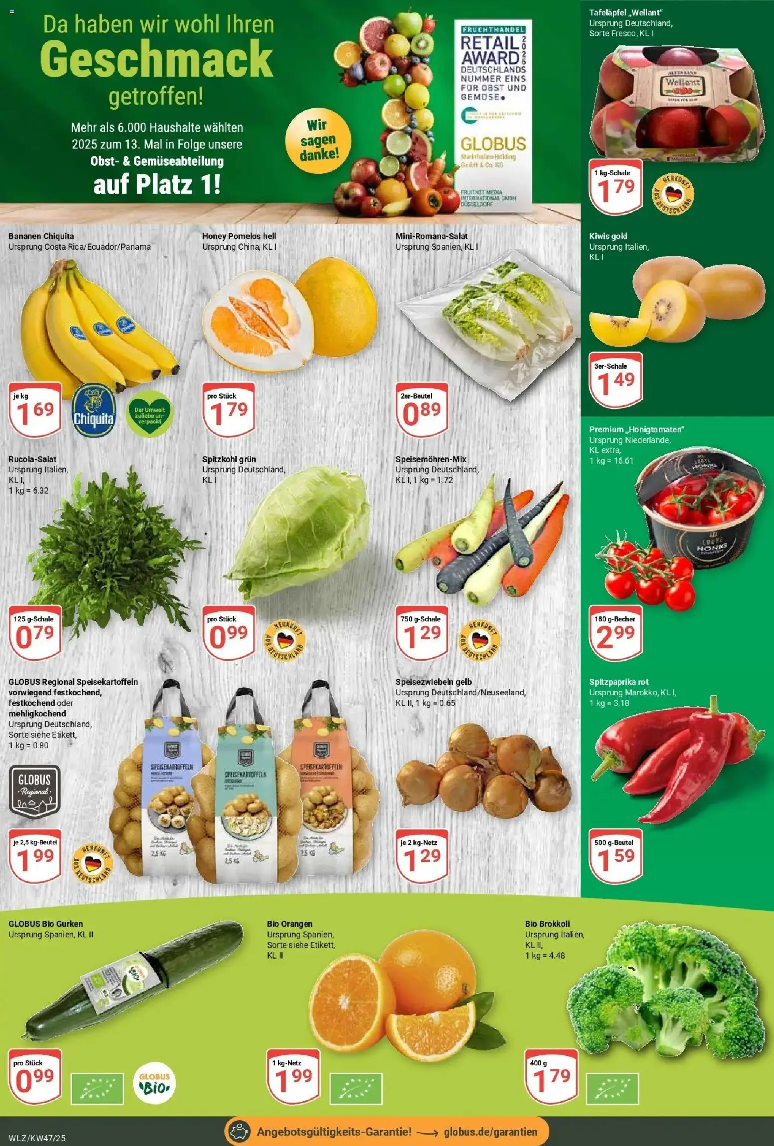 Globus prospekt Weischlitz	 – gültig ab 17.11.2025 | Seite: 4 | Produkte: Orangen, Obst, Brokkoli, Gurken