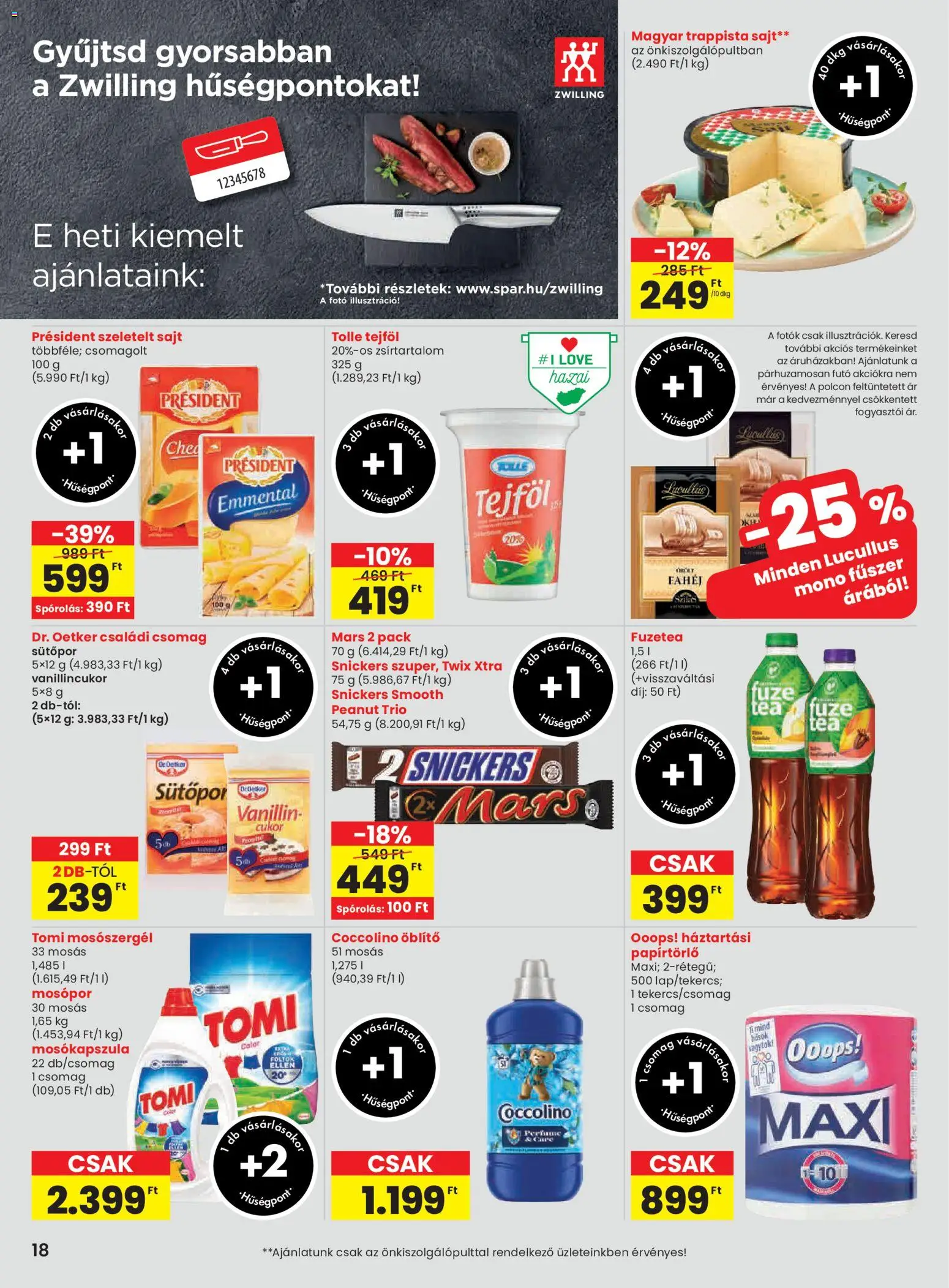 Spar akciós ujság - amely érvényes a következő dátumtól: 30.10.2025 | Oldal: 18 | Termékek: Sütőpor, Öblítő, Snickers, Fahéj
