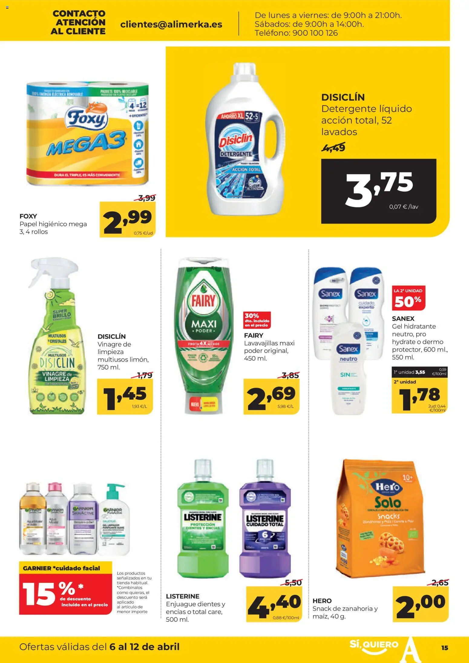 Alimerka folleto Asturias │ válido desde el 06.04.2026 | Página: 15 | Productos: Papel higienico, Zanahoria, Detergente líquido, Δεξαμενή