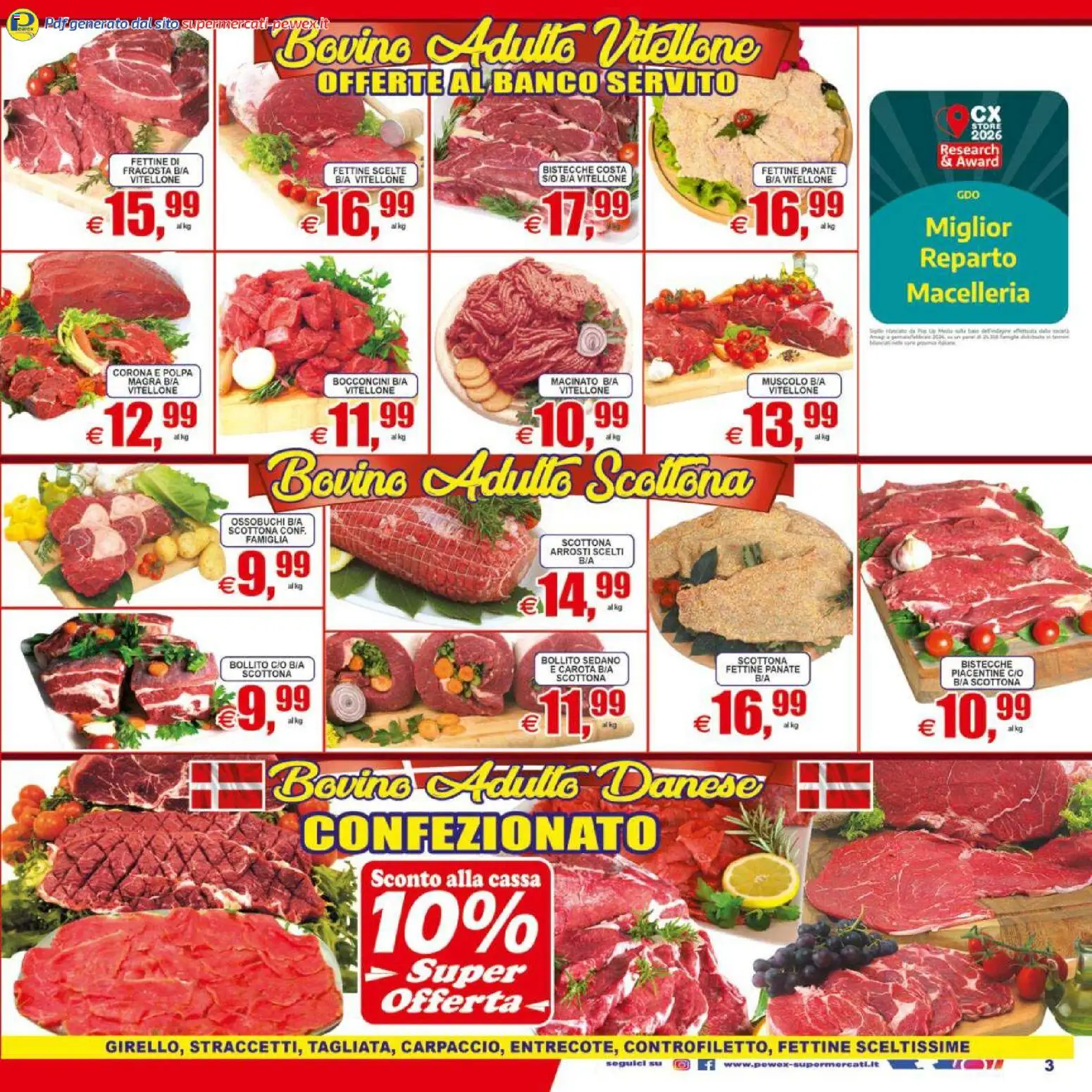 Volantino Pewex del 07.04.2026 | Pagina: 3 | Prodotti: Bovino, Carota, Sedano, Macinato