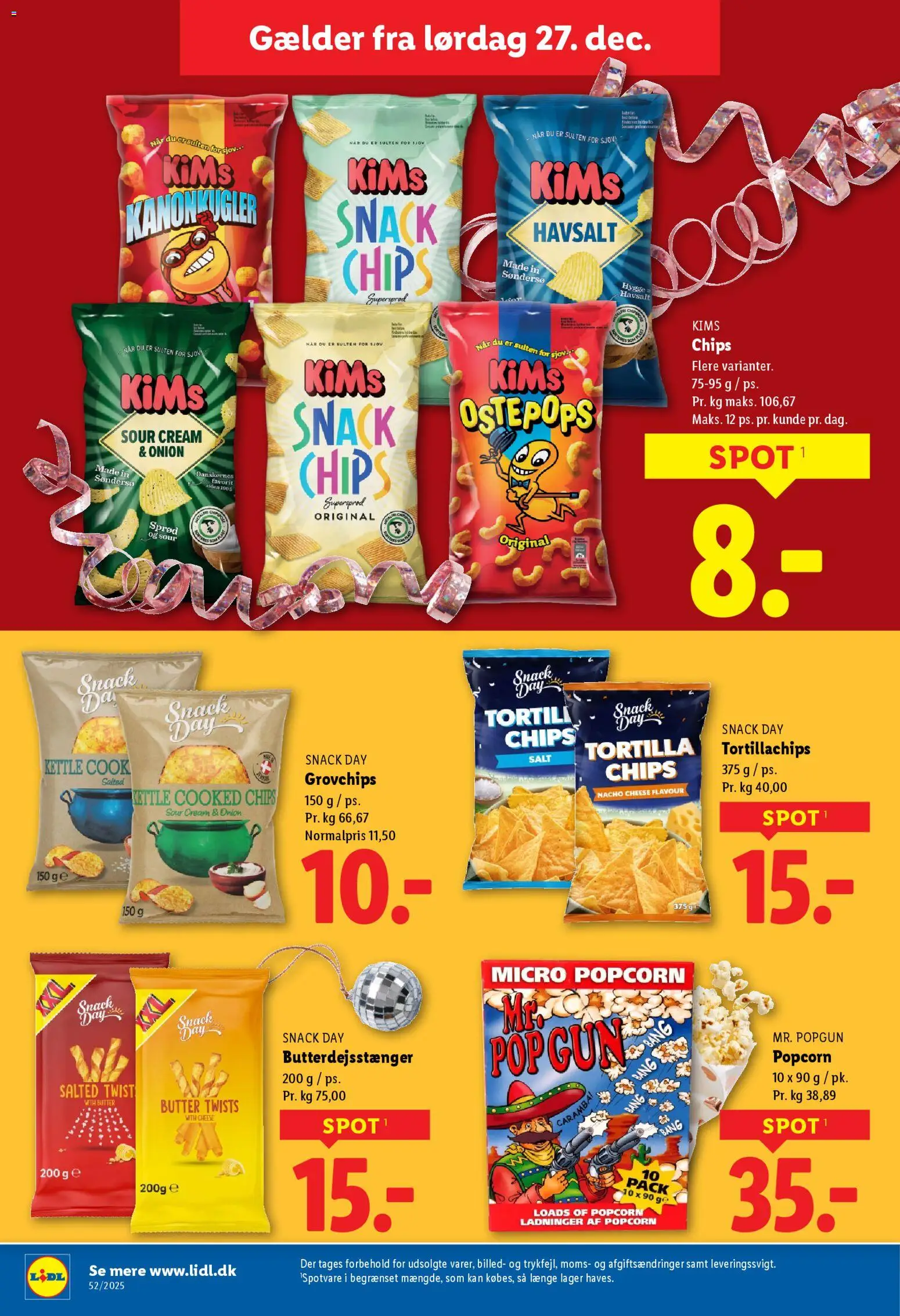Lidl tilbudsavis – gyldig fra 27.12.2025 | Side: 23 | Produkter: Chips, Popcorn, Salt, Tortillachips
