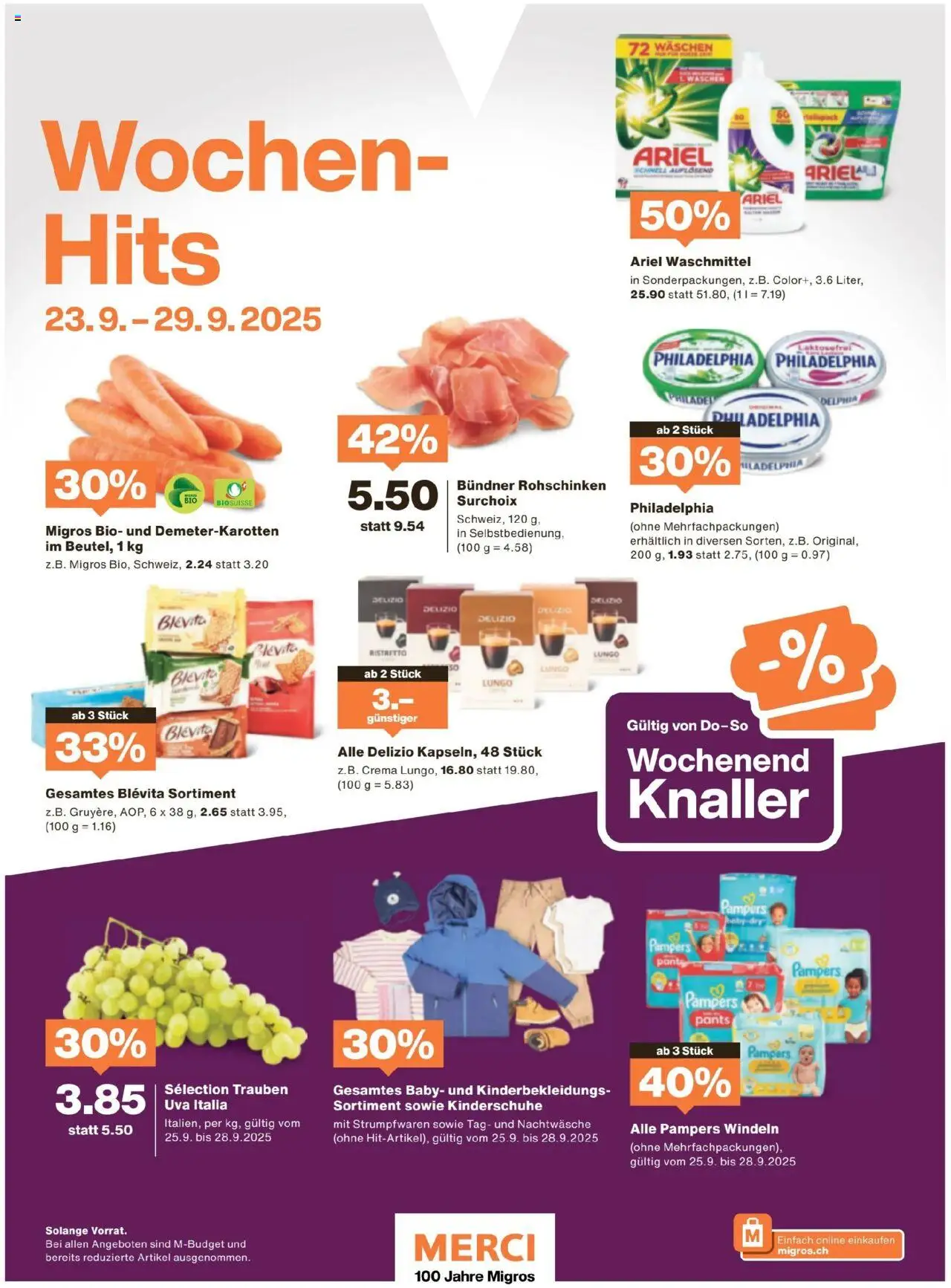 Migros Magazin – gültig ab 22.09.2025 | Seite: 72 | Produkte: Waschmittel, Pampers