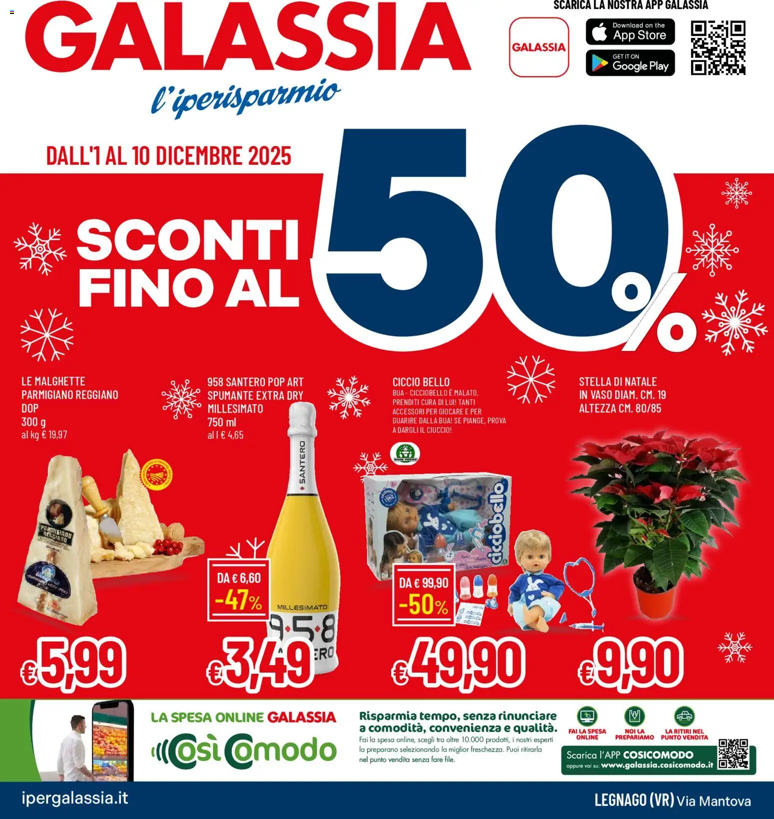 Volantino Galassia del 01.12.2025 | Pagina: 1 | Prodotti: The, Spumante, Parmigiano, Vaso