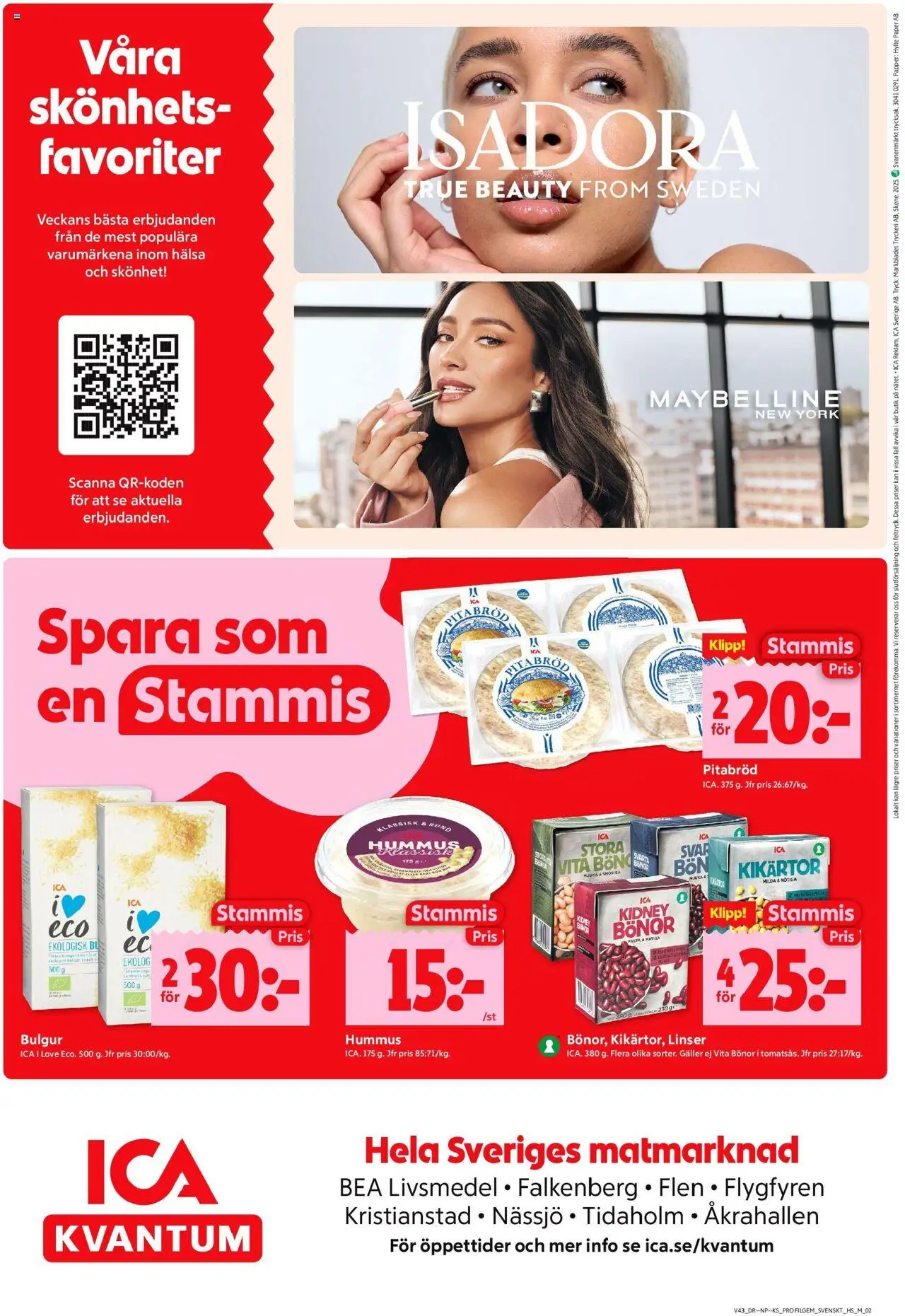 ICA Kvantum reklamblad aktuell från 20.10.2025 | Sida: 10 | Produkter: Linser, Pitabröd, Papper, Bönor