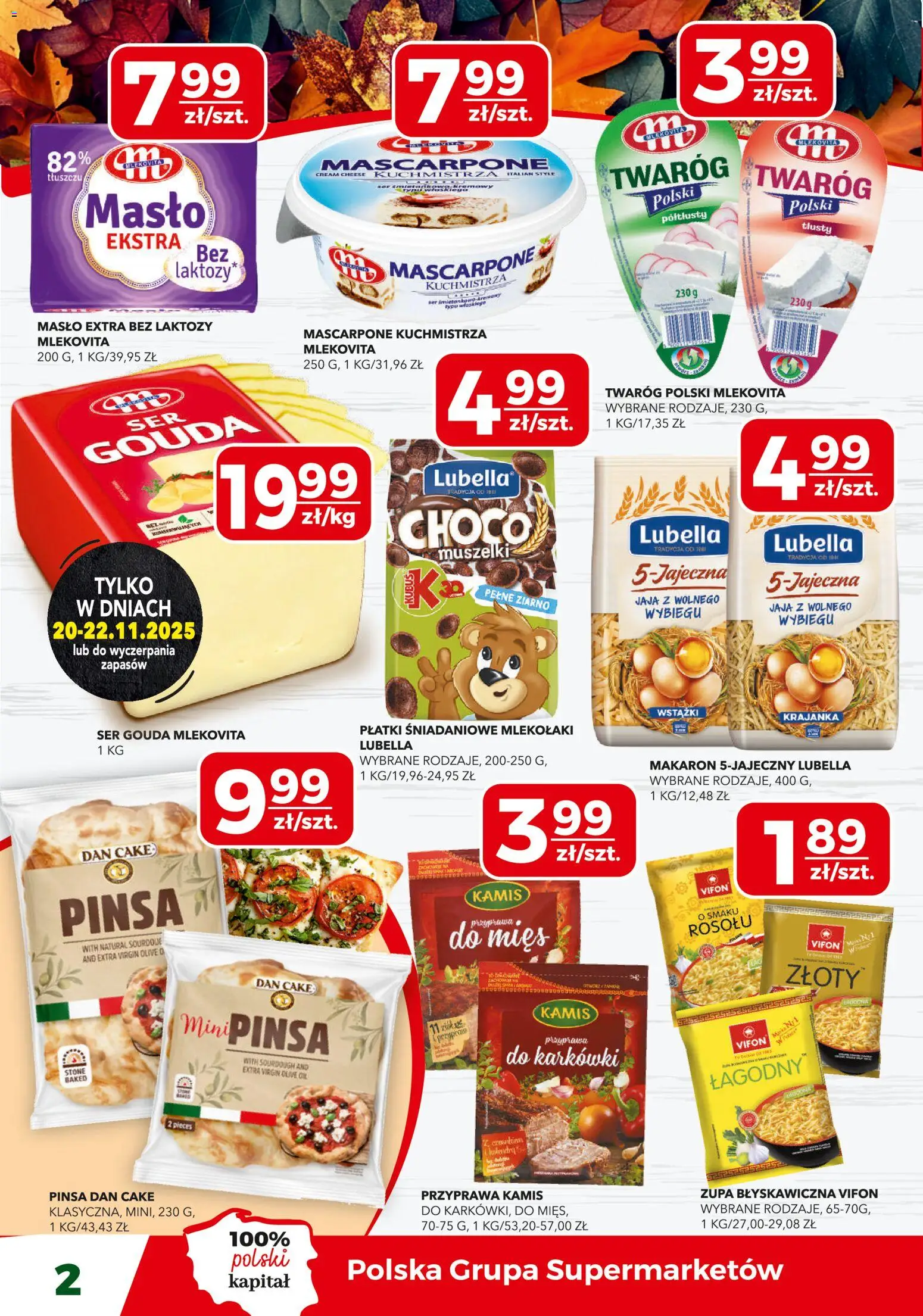 Top Market Gazetka mini od 20.11.2025 | Strona: 2 | Produkty: Bez laktozy, Ser, Makaron, Twaróg