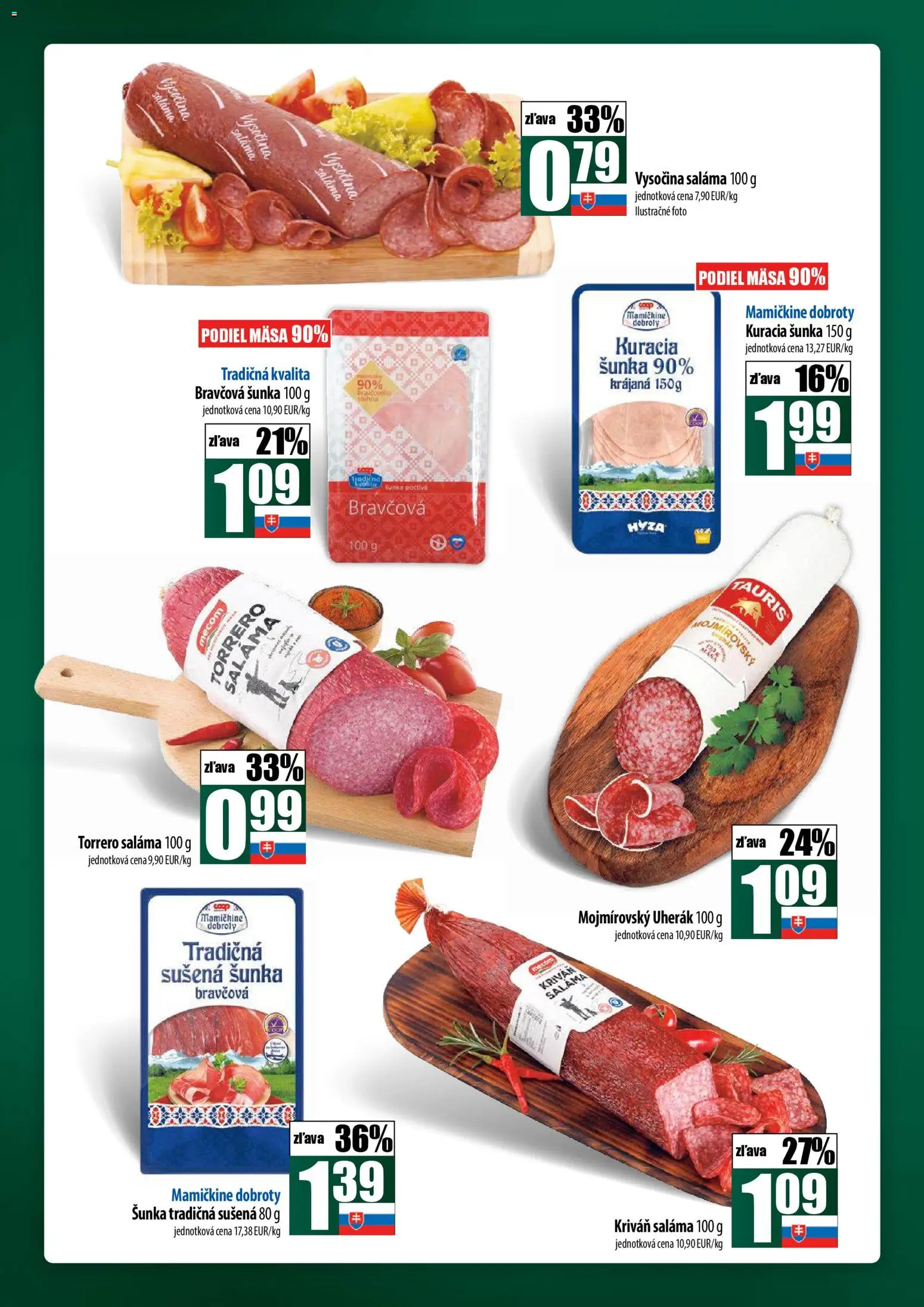 Nové COOP Jednota akcie – leták je platný od 27.11.2025 | Strana: 8 | Produkty: Saláma, Šunka