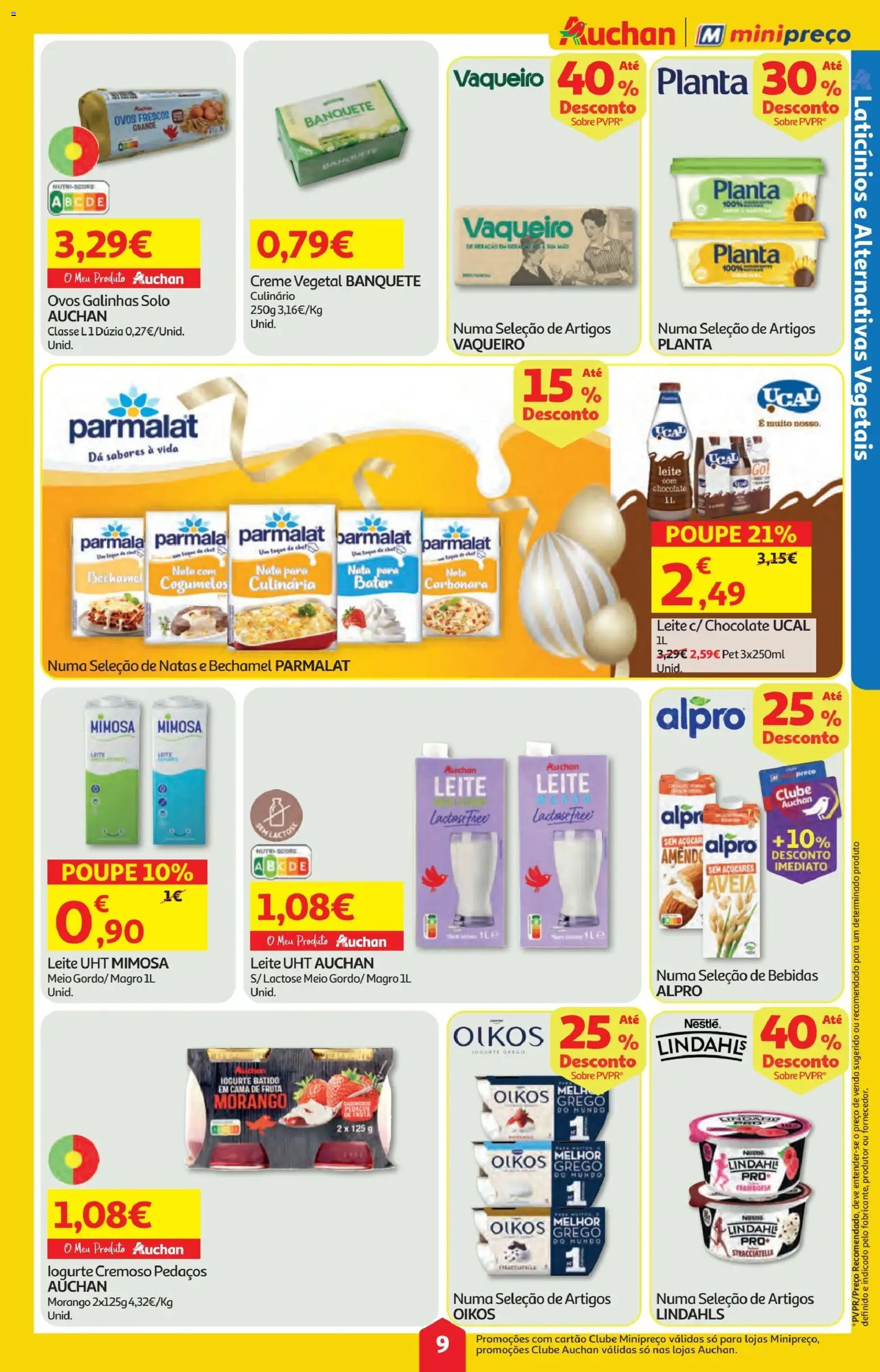 Minipreço folheto │ válido de 19.03.2026 | Página: 9 | Produtos: Leite, Chocolate, Cogumelos, Creme