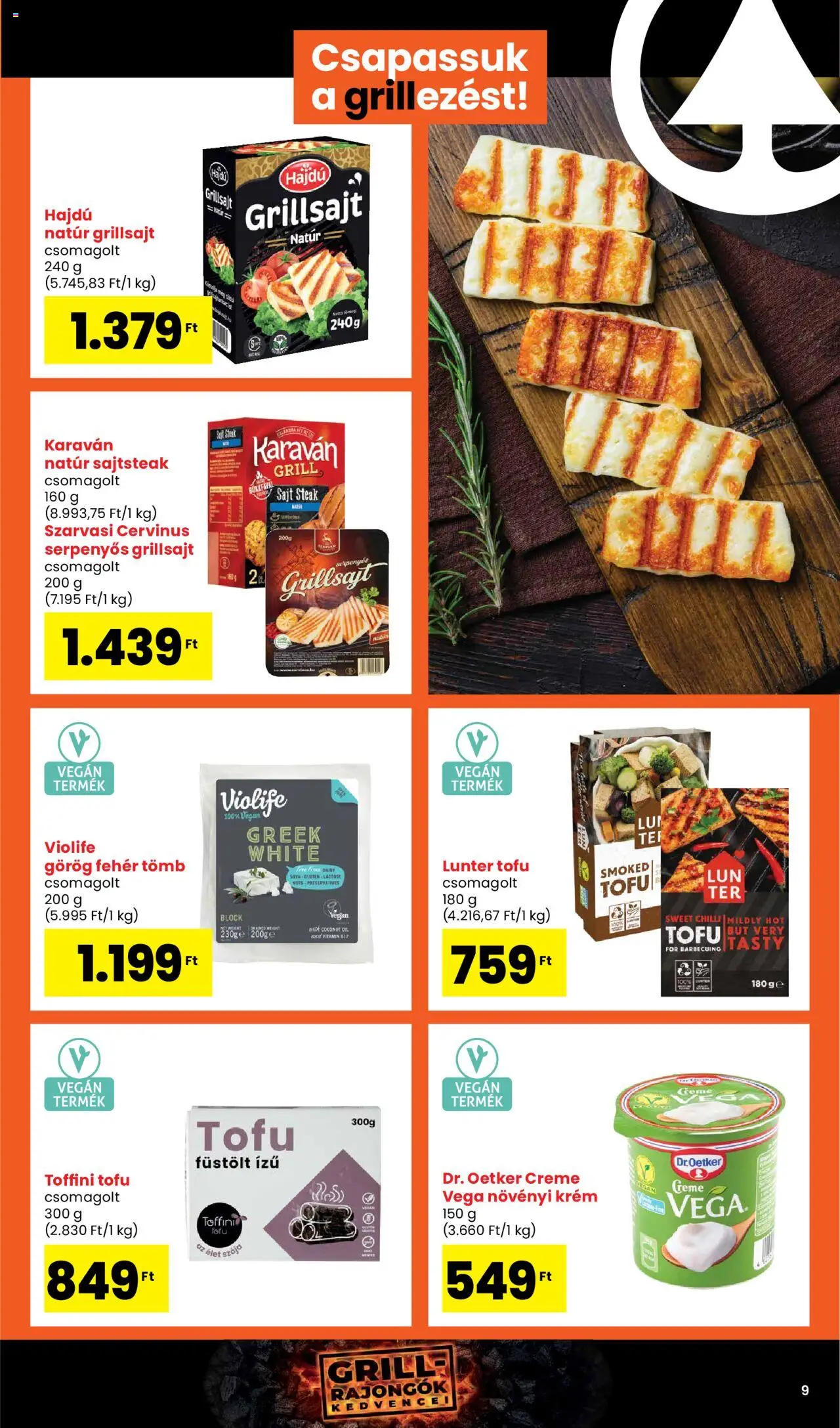 Spar akciós ujság - amely érvényes a következő dátumtól: 02.05.2025 | Oldal: 9 | Termékek: Grill, Grillsajt, Tofu, Vegán