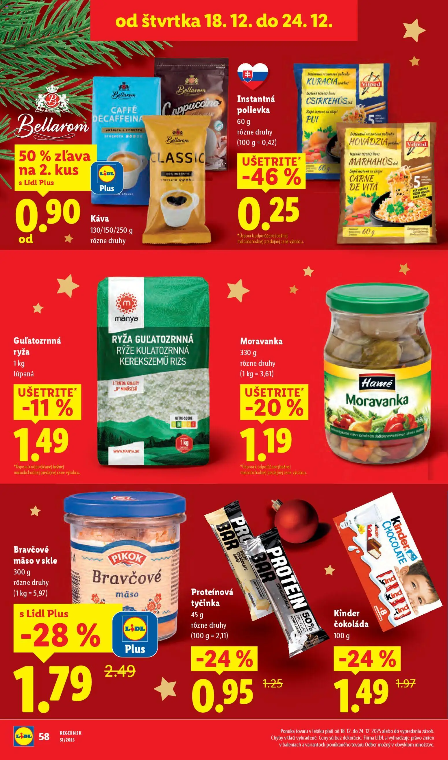 Nové Lidl akcie – leták je platný od 18.12.2025 | Strana: 14 | Produkty: Káva, Ryža, Protein, Kinder