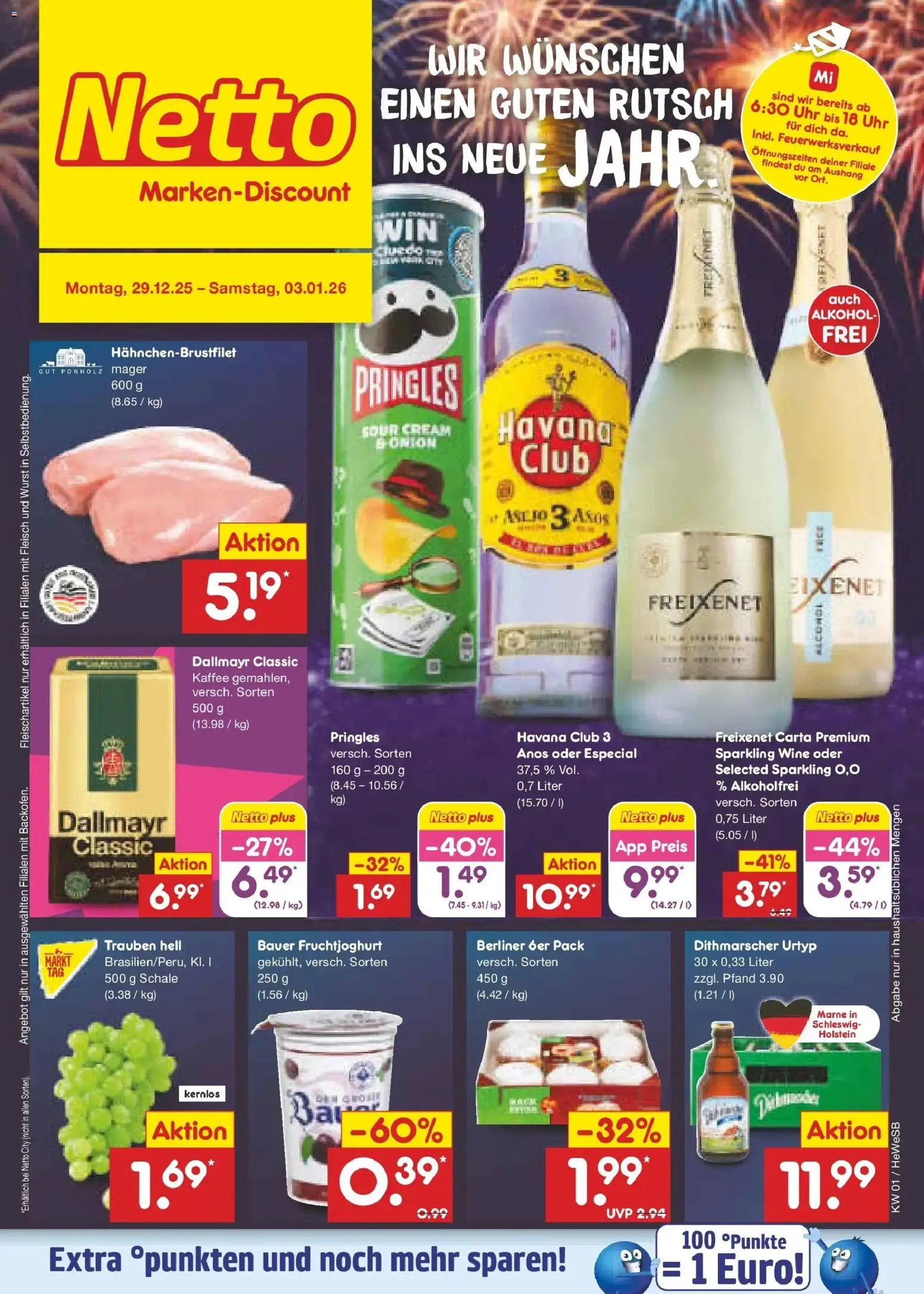 Netto Marken-Discount prospekt Hamburg	 – gültig ab 28.12.2025 | Seite: 1 | Produkte: Berliner, Trauben, Fruchtjoghurt, Pringles