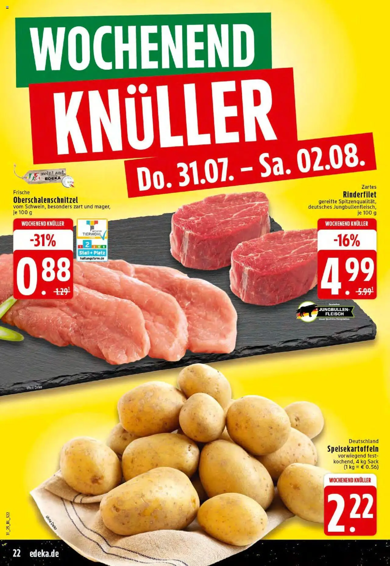 Edeka prospekt Rheine	 - gültig ab dem 27.07.2025 | Seite: 22 | Produkte: Rinderfilet, Fleisch