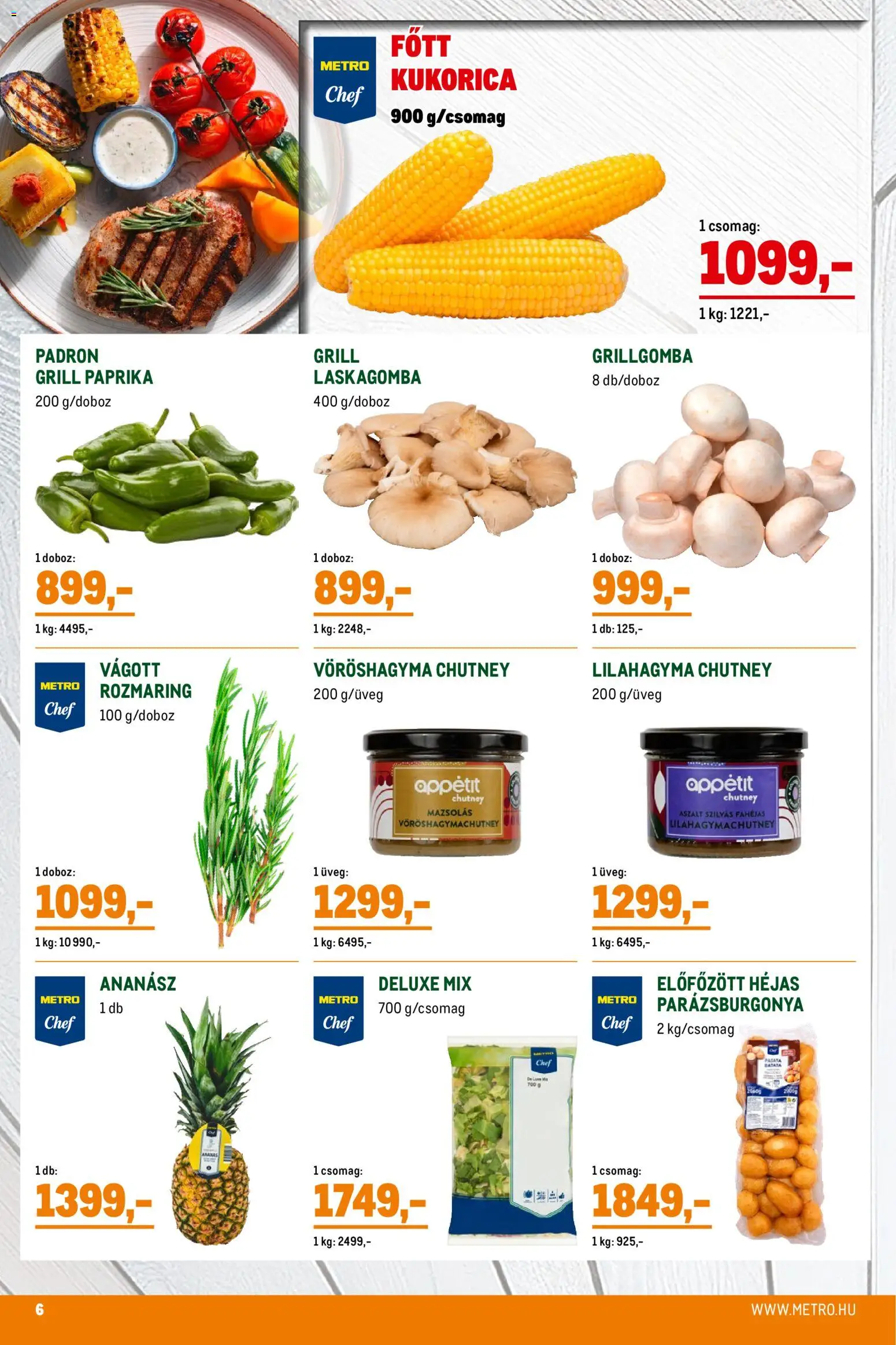 Metro akciós ujság - amely érvényes a következő dátumtól: 02.05.2026 | Oldal: 6 | Termékek: Vöröshagyma, Grill, Laskagomba, Ananász