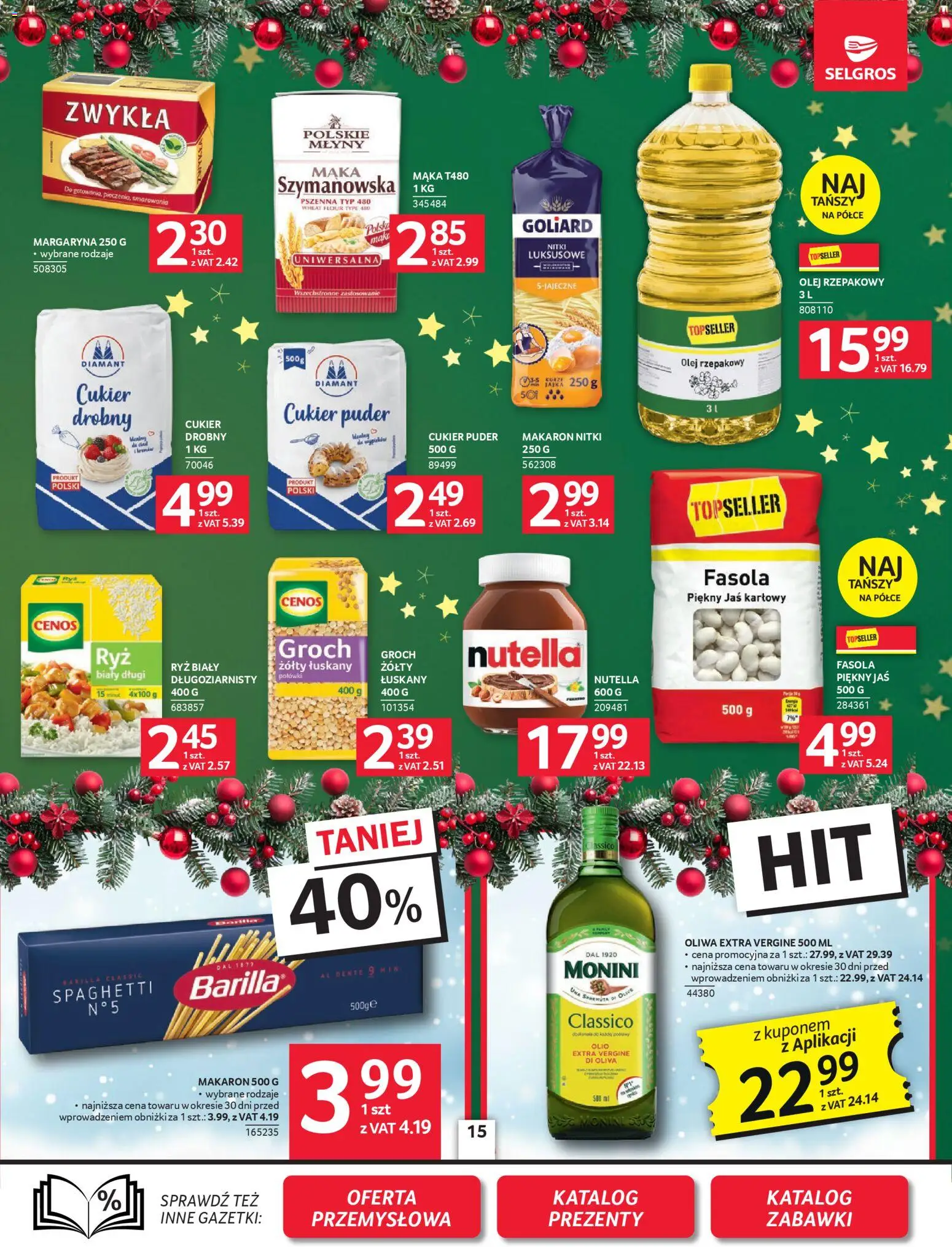 Selgros cash&carry Gazetka od 04.12.2025 | Strona: 15 | Produkty: Olej rzepakowy, Groch, Cukier puder, Nutella