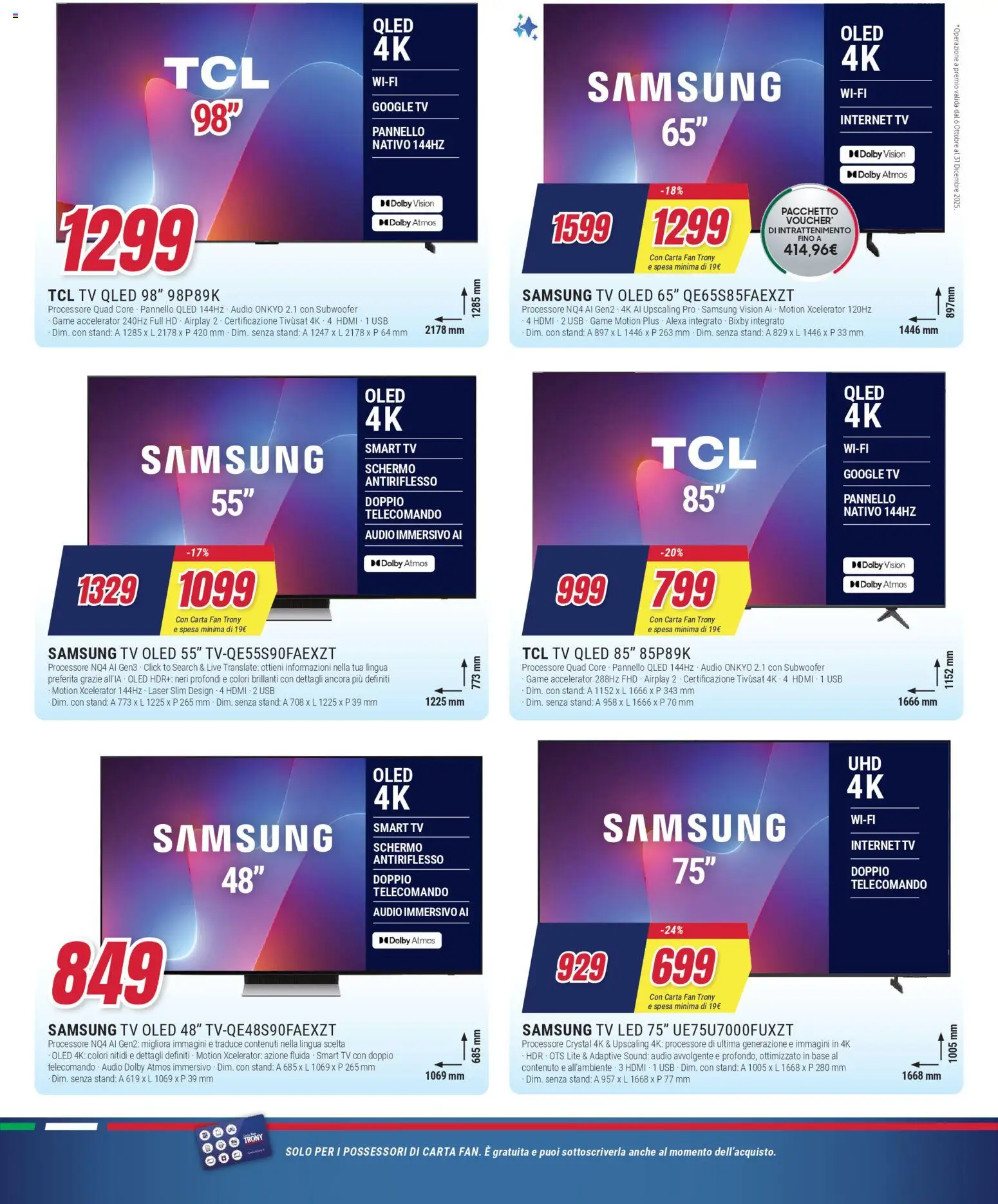 Volantino Trony del 27.12.2025 | Pagina: 3 | Prodotti: Tv samsung, Schermo, Audio, USB
