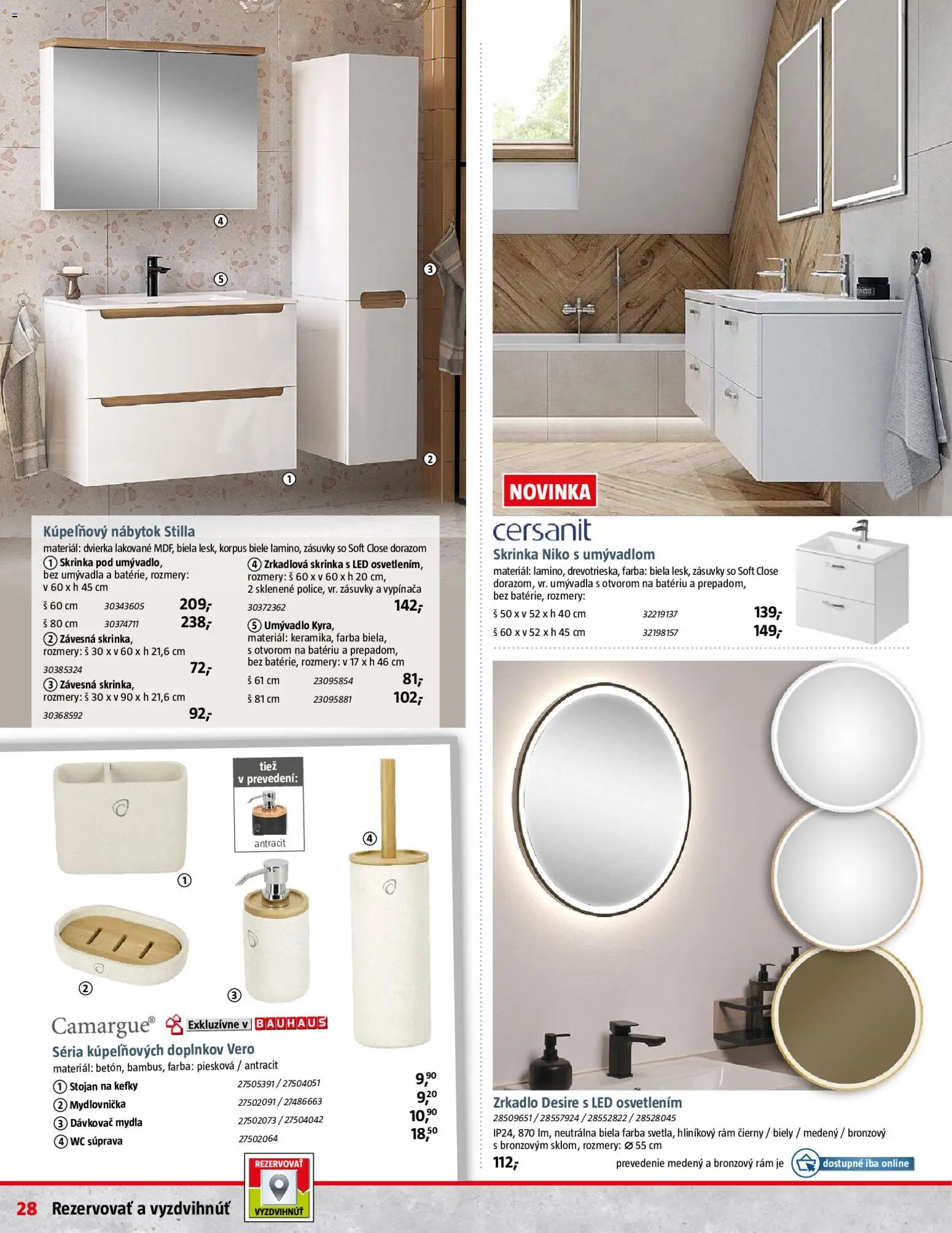 Nové Bauhaus akcie – leták je platný od 08.12.2025 | Strana: 28 | Produkty: Nábytok, Kupeľňový nábytok, Zrkadlo, Skrinka