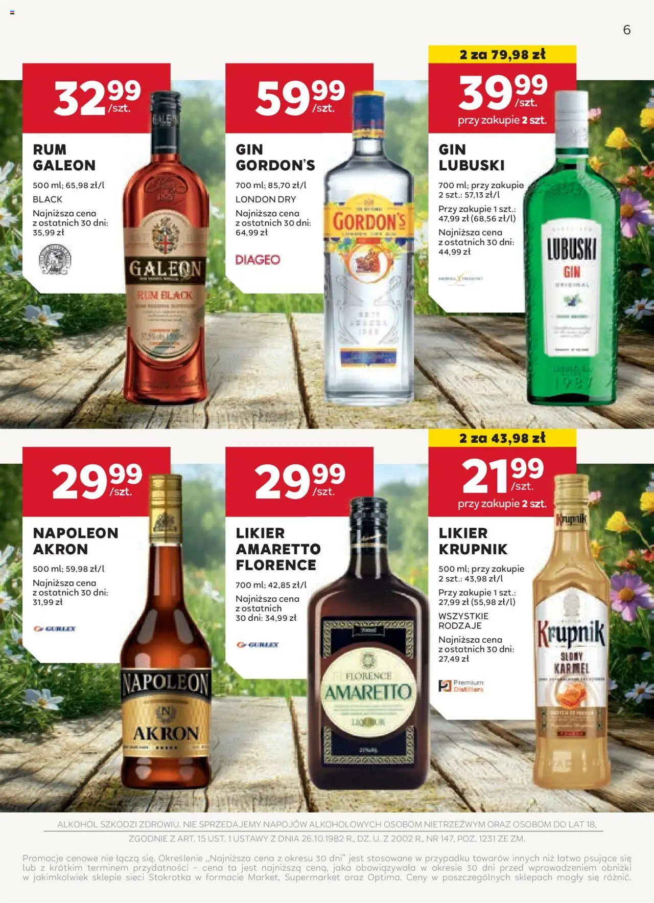 Stokrotka Gazetka - Oferta alkoholowa od 22.05.2025 | Strona: 6 | Produkty: Gin Lubuski, Gin Gordon's, Rum, Gin