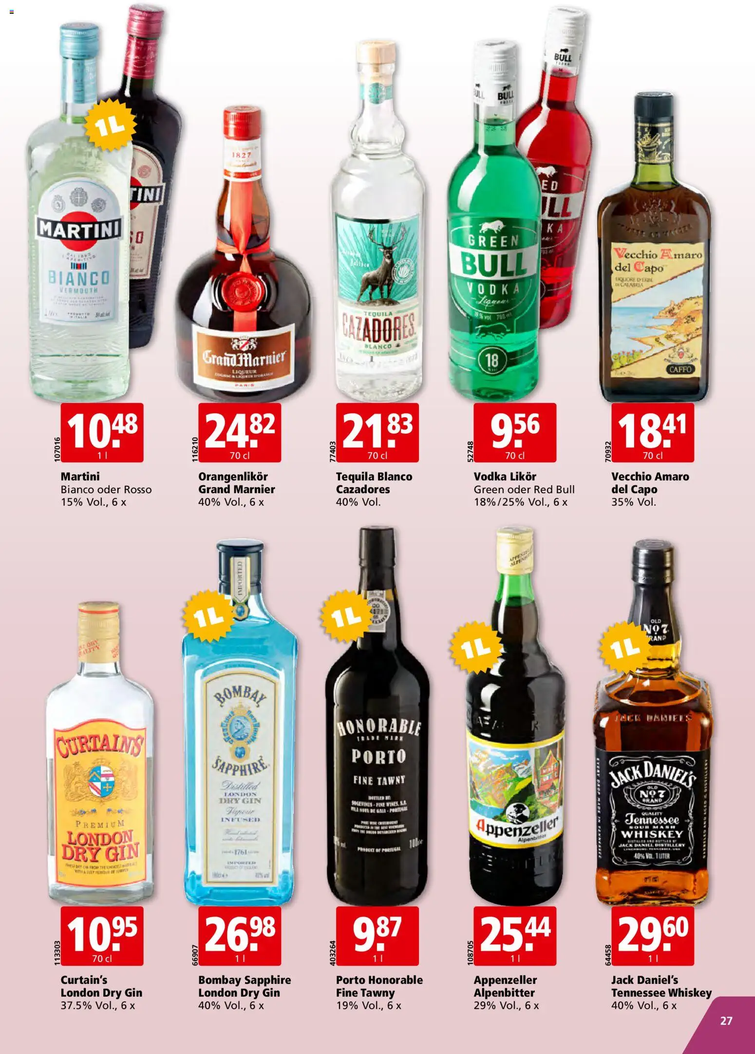 Aligro Aktionen Schlieren, Gossau SG, Frauenfeld, Rapperswil-Jona, Sargans, Bern, Brüttisellen, Pratteln, Emmen, Spreitenbach – gültig ab 01.12.2025 | Seite: 27 | Produkte: Red bull, Likör, Gin, Whiskey