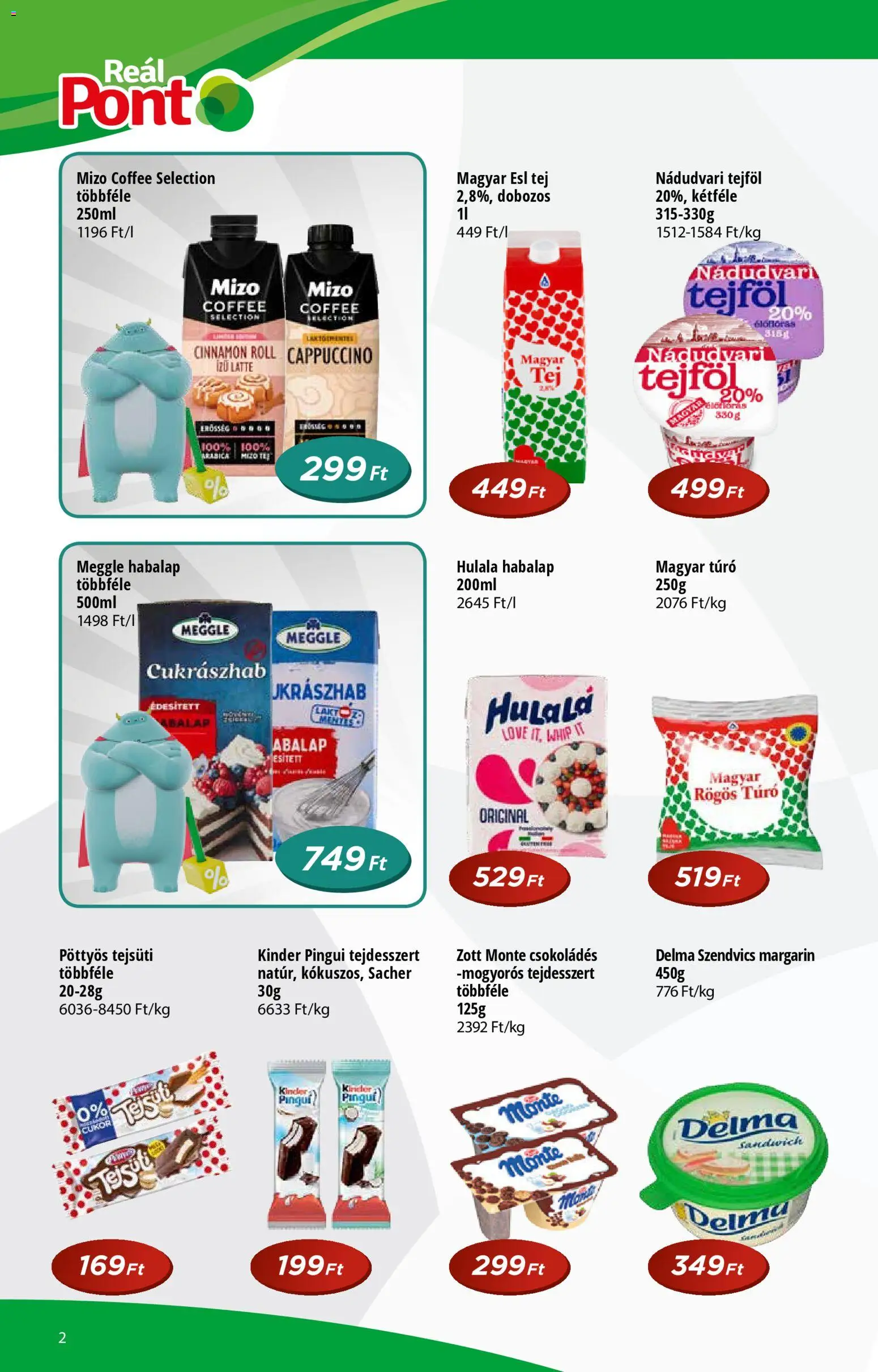Reál akciós ujság - amely érvényes a következő dátumtól: 26.11.2025 | Oldal: 2 | Termékek: Szendvics, Margarin, Tej, Cukrászhab