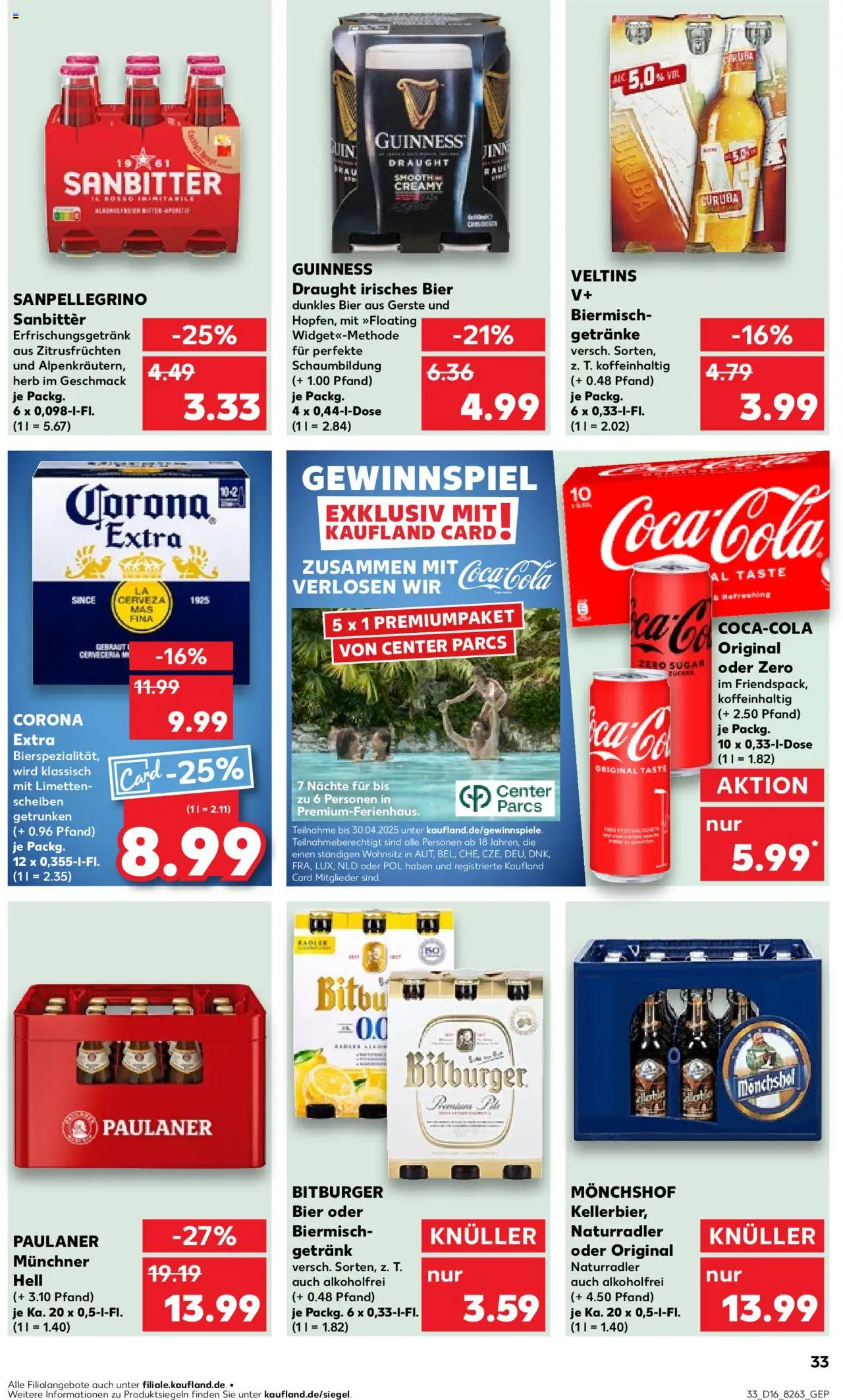 Kaufland - Hamburg, Bergedorfer Straße 106 - gültig ab dem 17.04.2025 | Seite: 33 | Produkte: Bitburger, Cola, Paulaner, Veltins