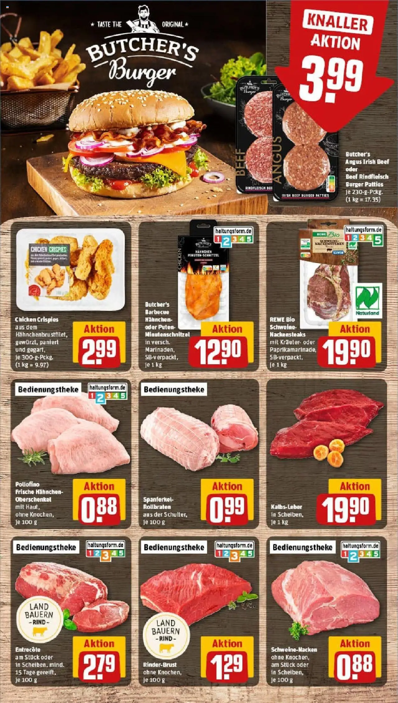 Rewe prospekt Bad Buchau	 - gültig ab dem 24.08.2025 | Seite: 8 | Produkte: Hahnchen, Burger, Kalbsleber, Steak