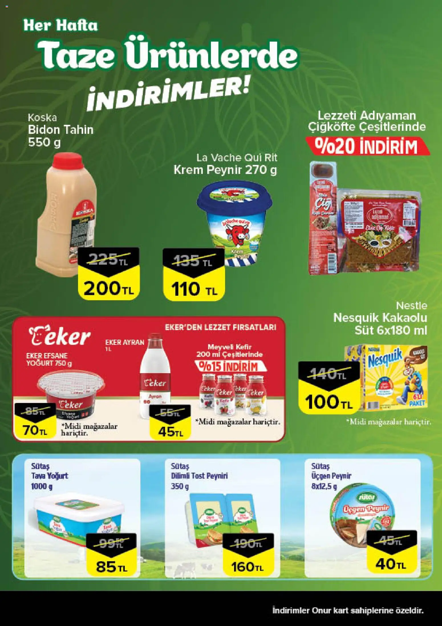 Onur Market - Taze Ürünlerde İndirimler - Bursa - 26.03.2026 tarihinden itibaren geçerlidir | Sayfa: 3 | Ürünler: Kefir, Krem, Süt, Peynir