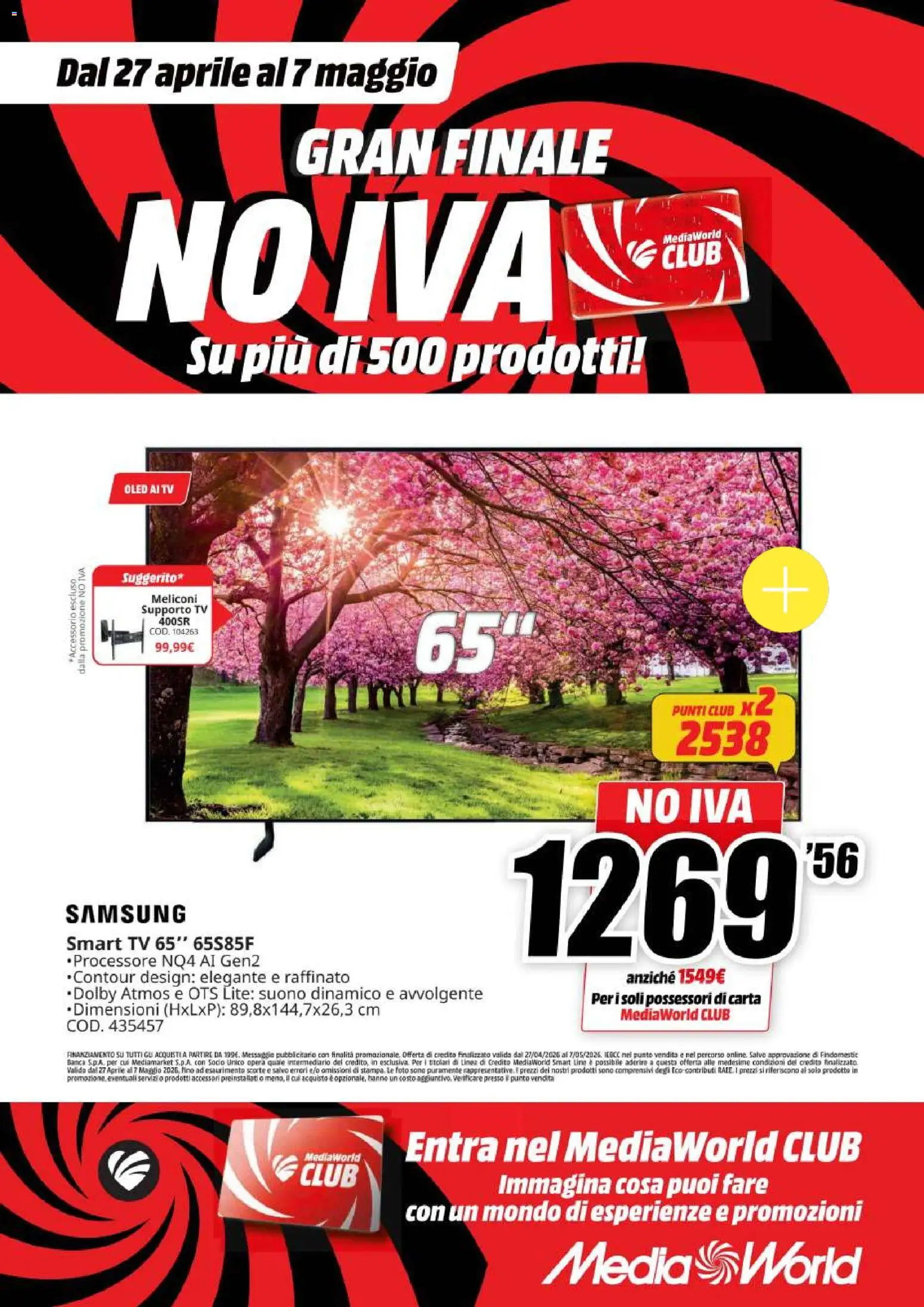 Volantino Media World del 27.04.2026 | Pagina: 3 | Prodotti: smart TV, TV, Samsung