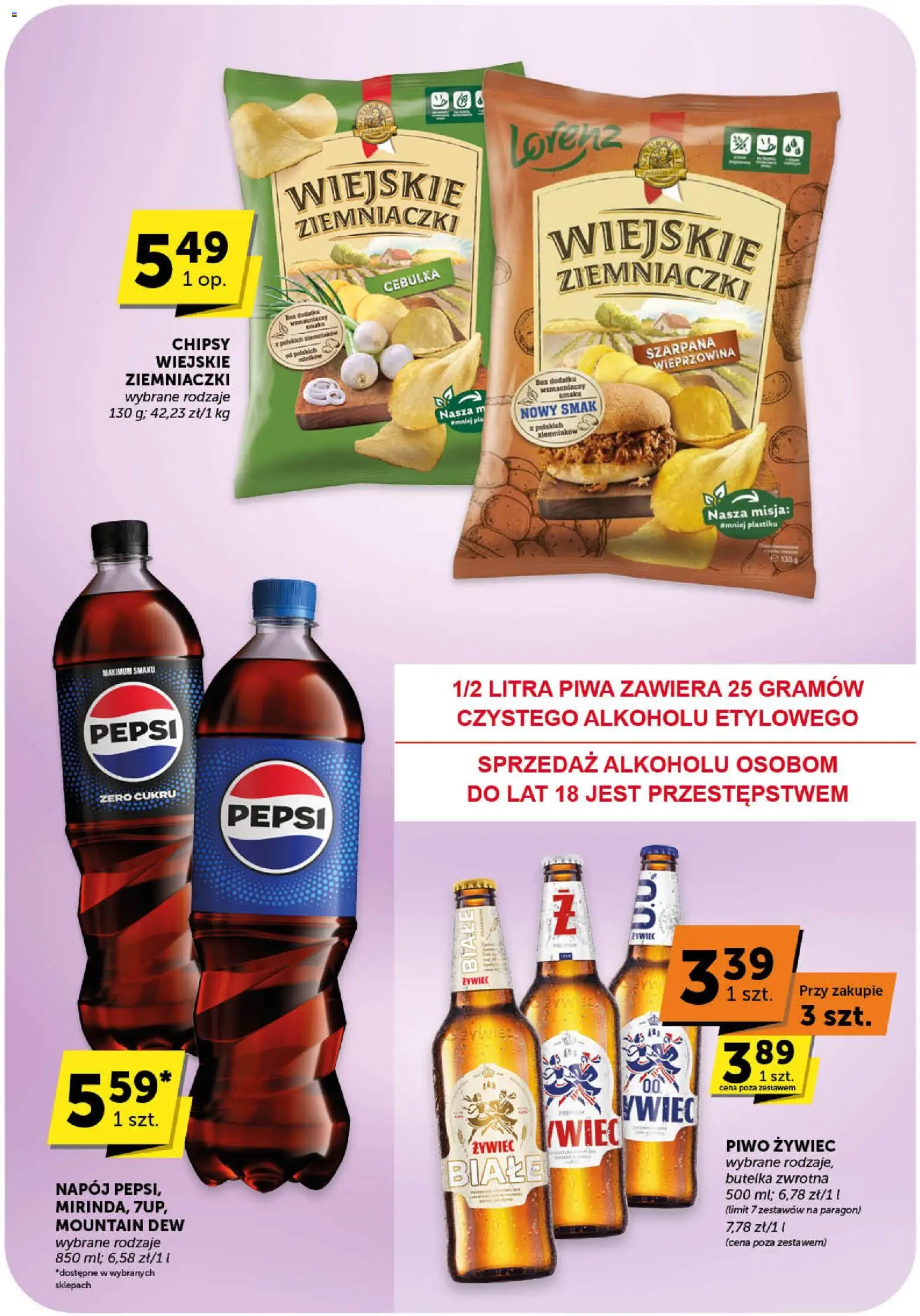 Euro Sklep Gazetka - Minimarket od 19.02.2026 | Strona: 2 | Produkty: Pepsi, Ziemniaczki, Piwo, Wieprzowina