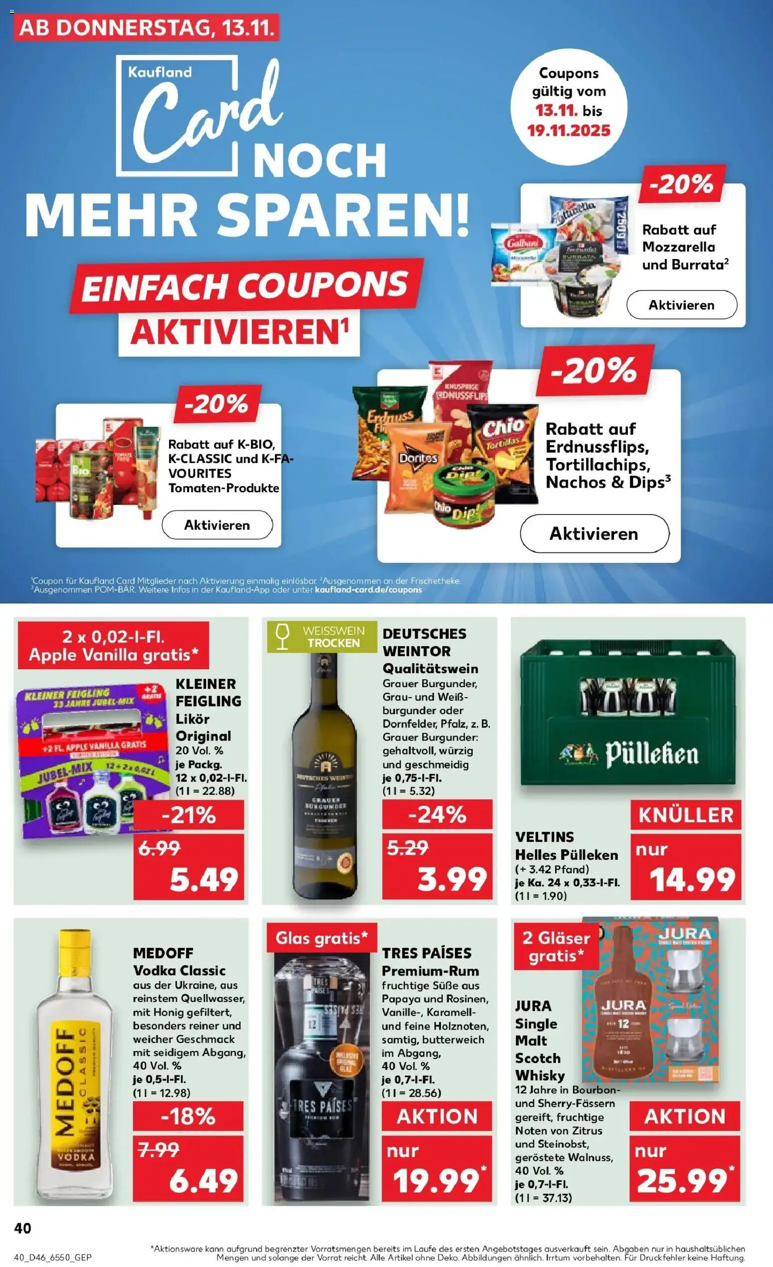 Kaufland prospekt Henstedt-Ulzburg	 – gültig ab 13.11.2025 | Seite: 40 | Produkte: Likör, Nachos, Burrata, Vodka