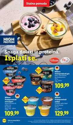 Milbona Visokoproteinski voćni jogurt, Jagoda, borovnica ili malina i nar Bez laktoze - pregled Lidl kataloga - važi od 13.11.2025 | Strana: 40
