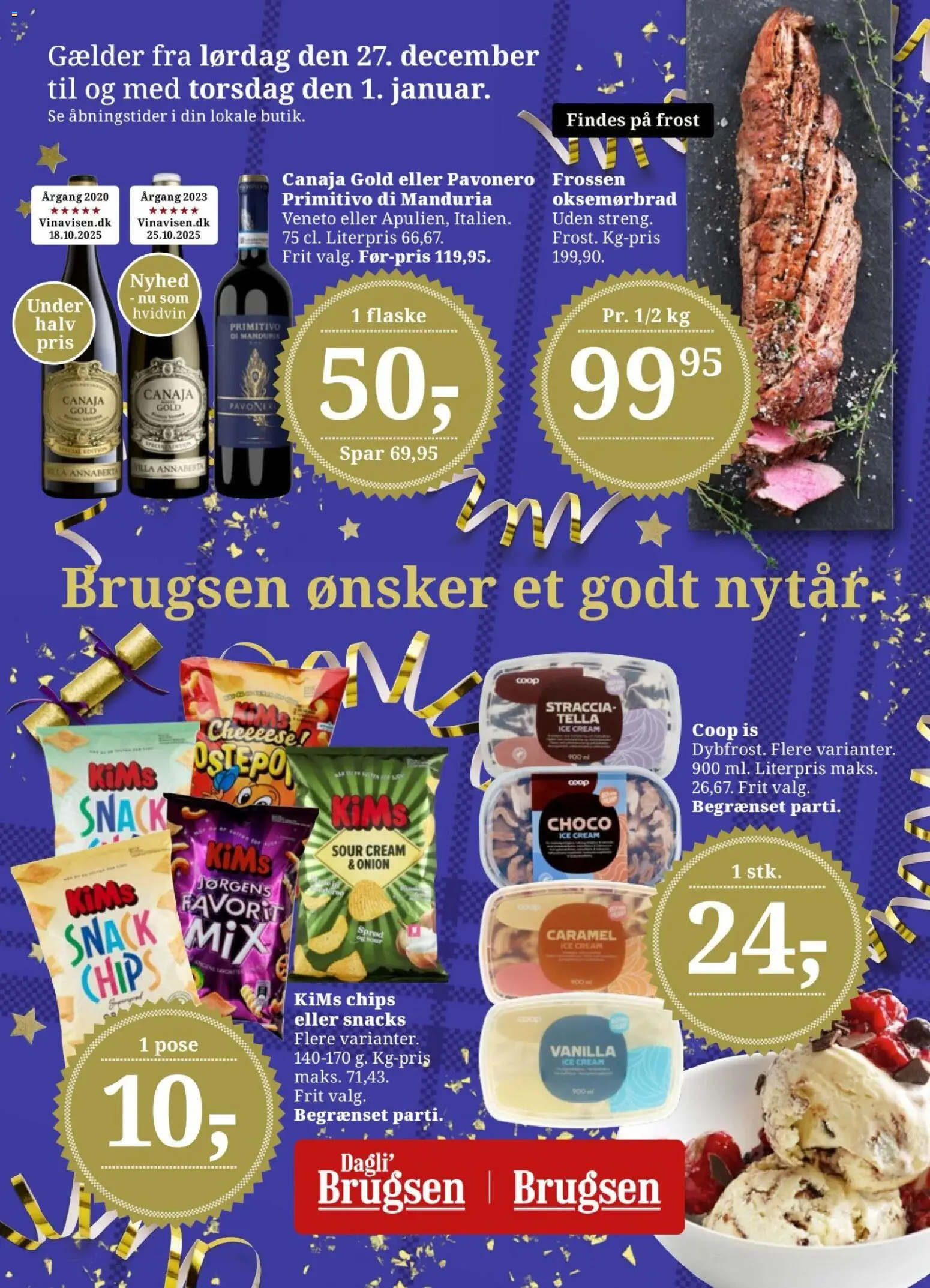 Dagli'Brugsen tilbudsavis – gyldig fra 27.12.2025 | Side: 1 | Produkter: Duft, Chips, Is, Søm