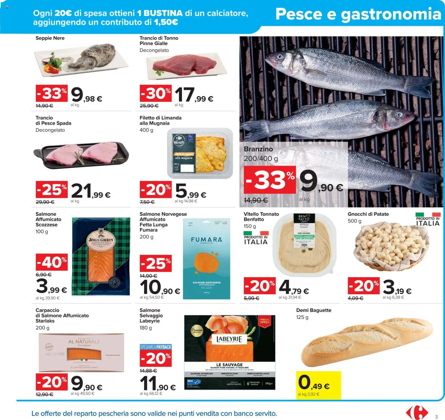 Volantino Carrefour del 02.12.2025 | Pagina: 3 | Prodotti: Salmone, Pesce, Tonno, Gnocchi