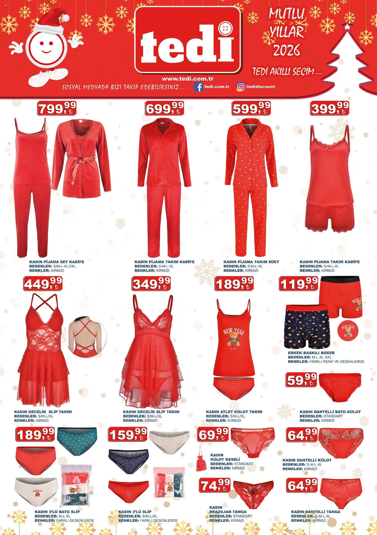Tedi  - Katalog - 09.12.2025 tarihinden itibaren geçerlidir | Sayfa: 1 | Ürünler: Gecelik, Atlet, Külot, Pijama