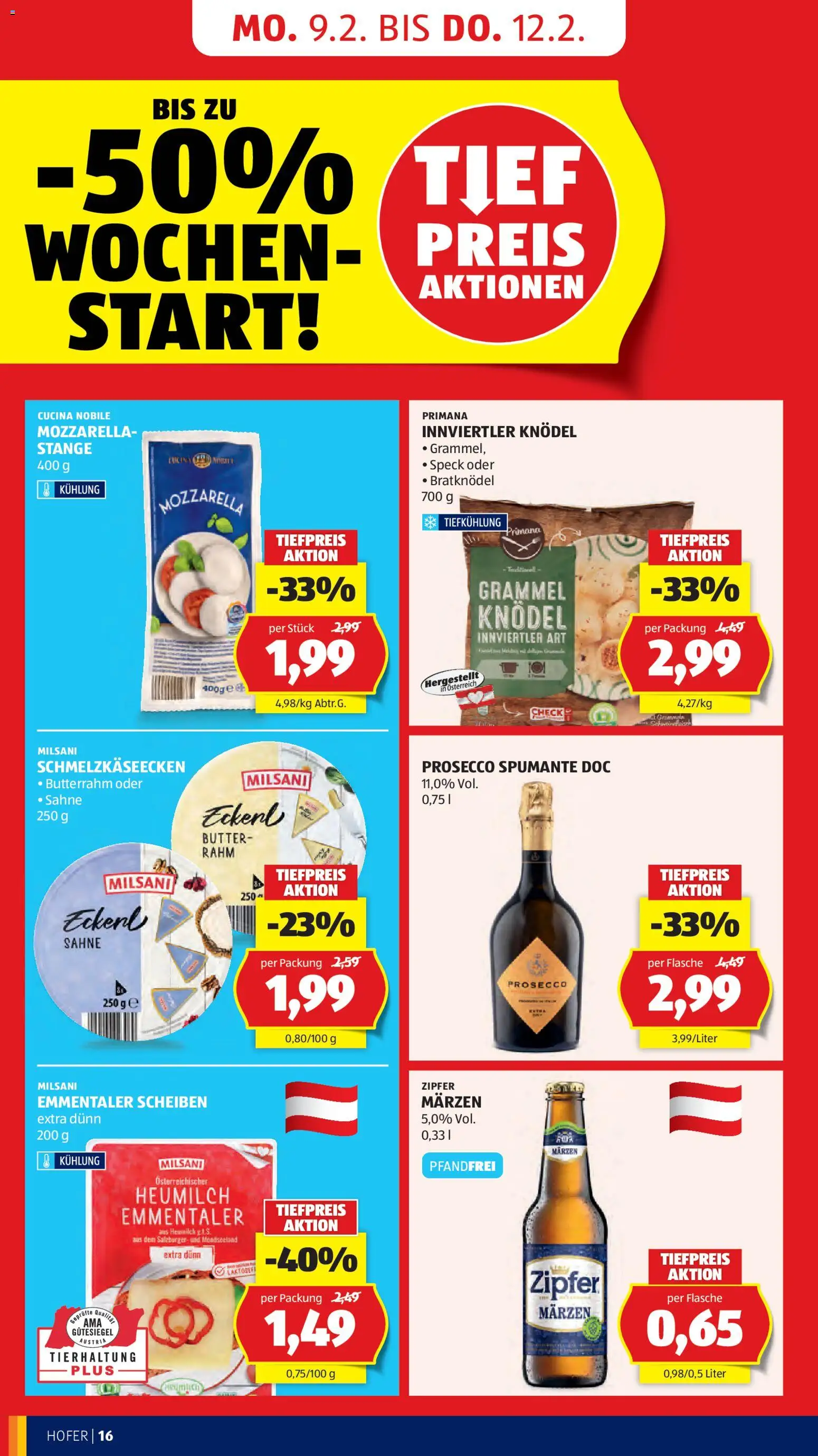 Hofer AT akciós ujság - amely érvényes a következő dátumtól: 06.02.2026 | Oldal: 18 | Termékek: Mozzarella