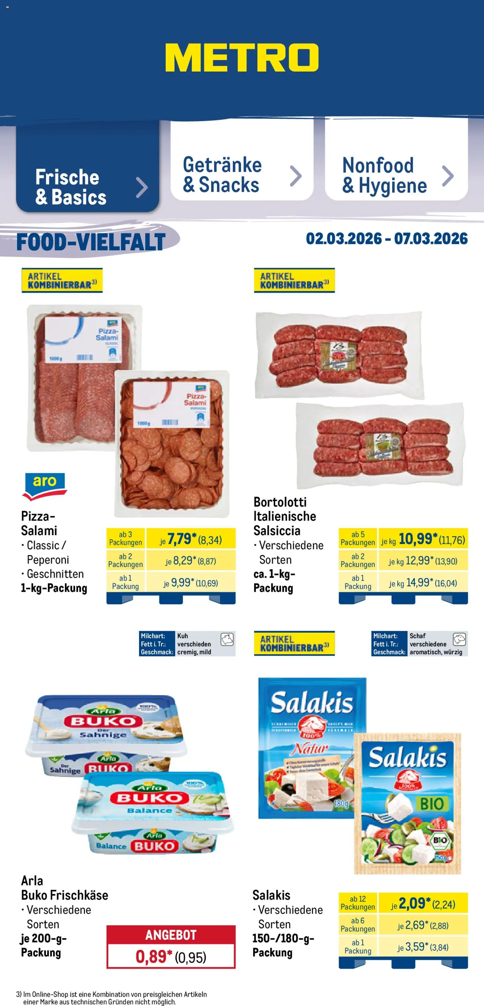 Metro Prospekt 	 – gültig ab 02.03.2026 | Seite: 15 | Produkte: Arla buko, Salami, Pizza, Frischkase