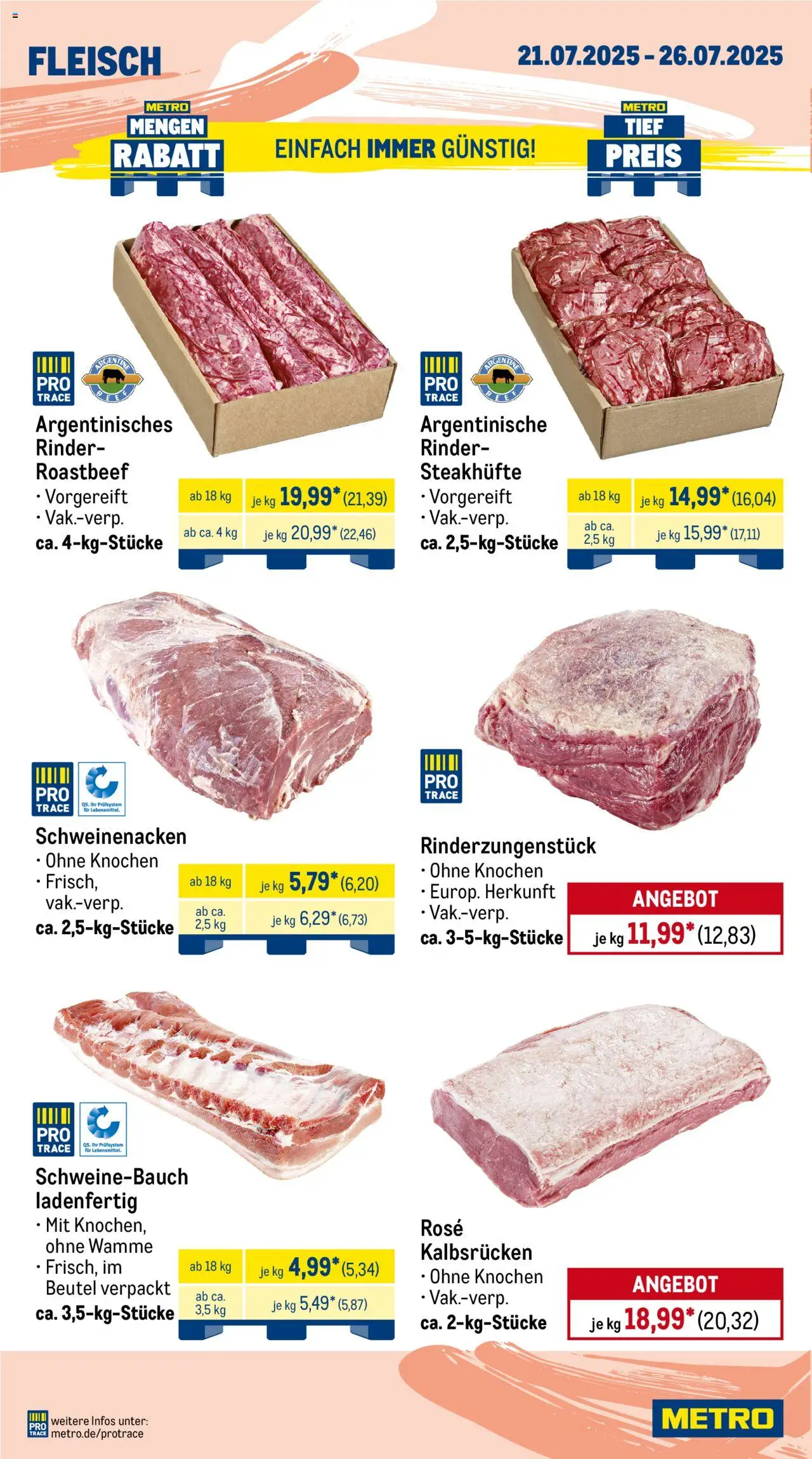 Metro Wochen-Angebote Gastro - gültig ab dem 21.07.2025 | Seite: 2 | Produkte: Schweinebauch, Schweinenacken, Roastbeef, Fleisch