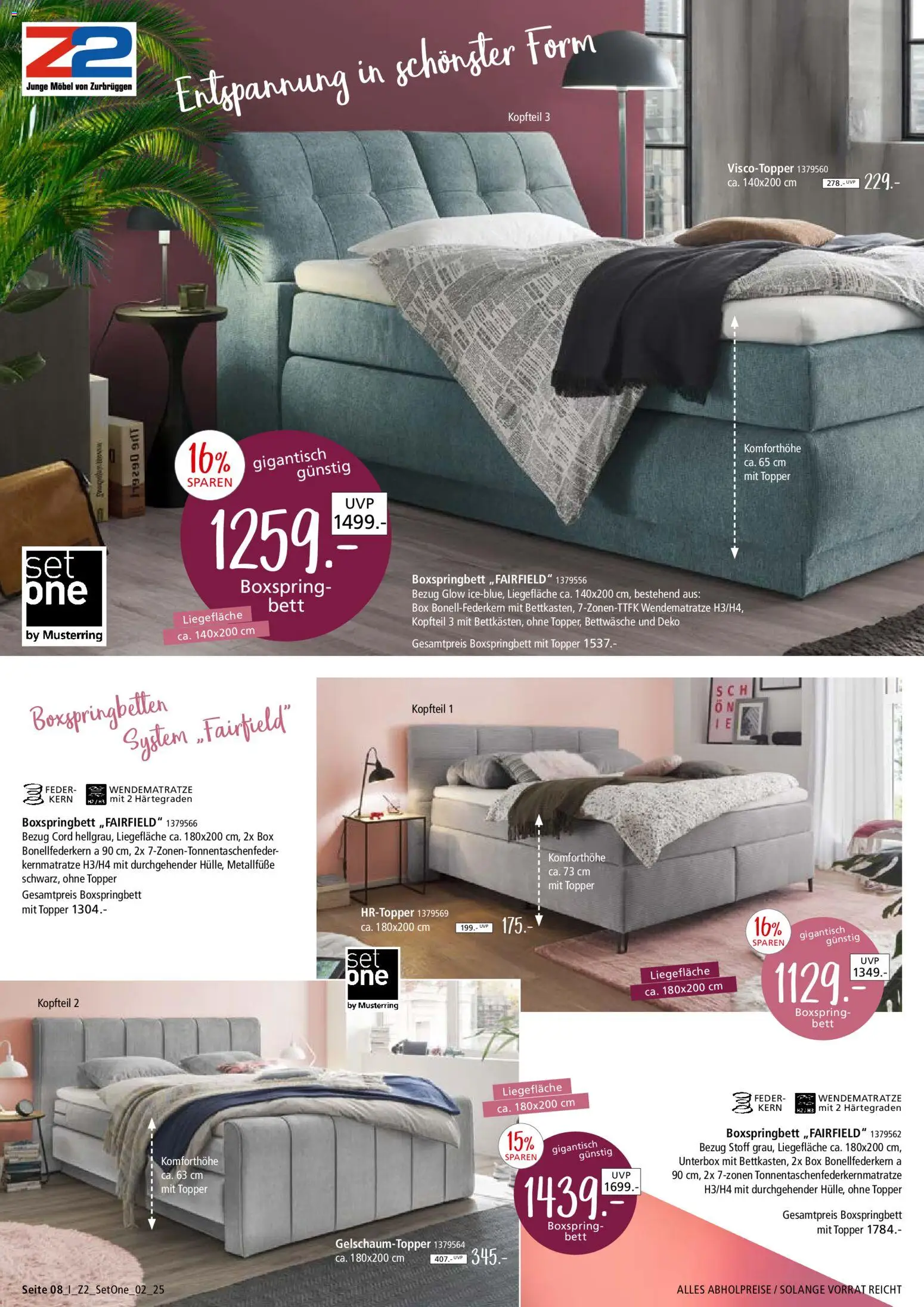 Zurbrüggen - Set One by Musterring – gültig ab 22.12.2025 | Seite: 8 | Produkte: Bett, Boxspringbett, Topper, Box