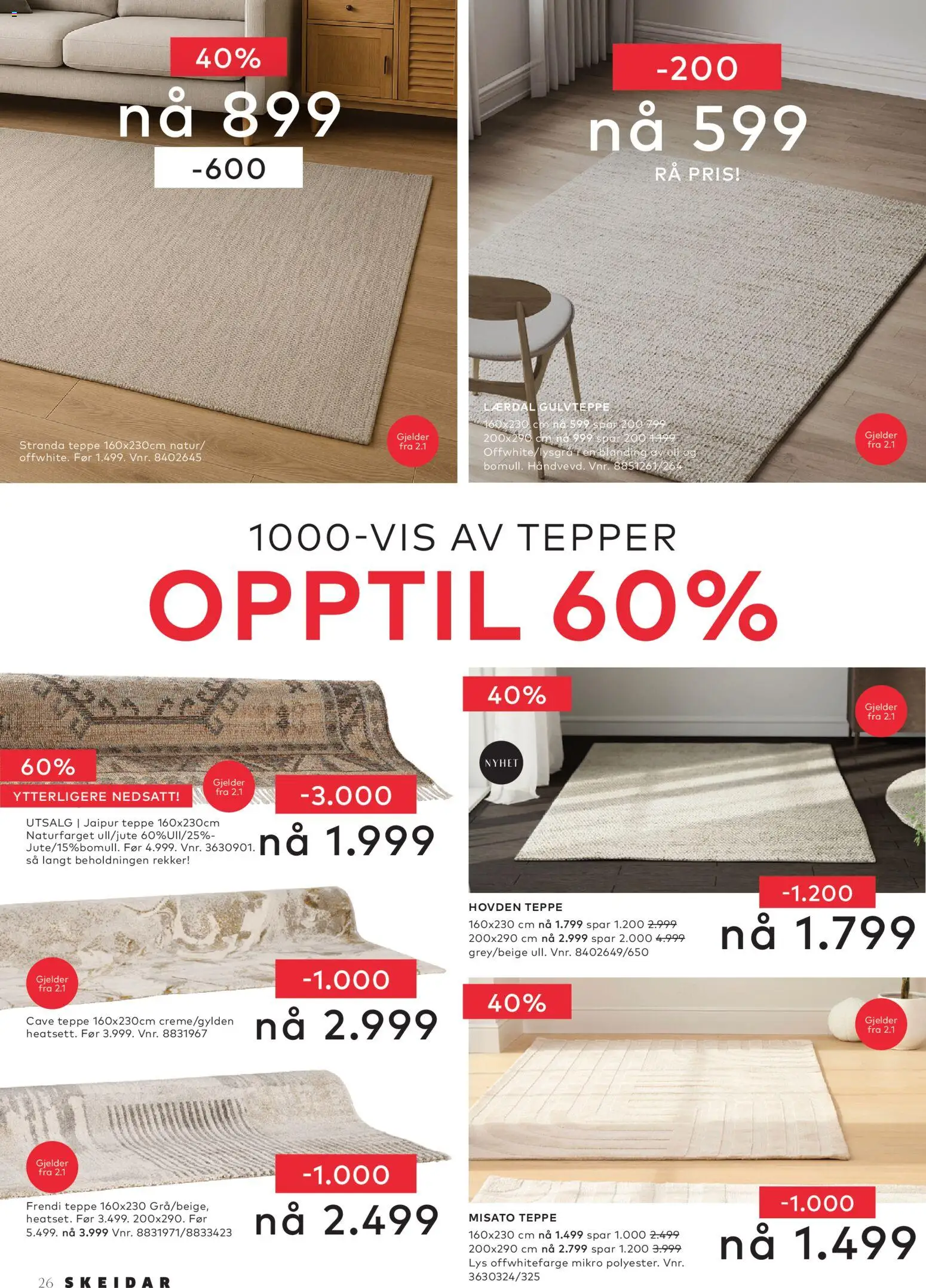 {H1} | Side: 26 | Produkter: Lys, Teppe