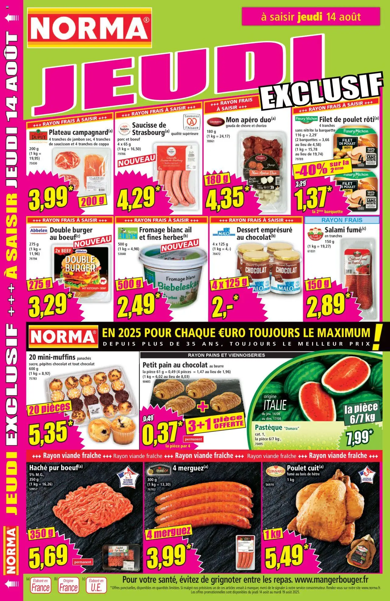  | Page: 12 | Produits: Chorizo, Pastèque, Fromage blanc, Salami