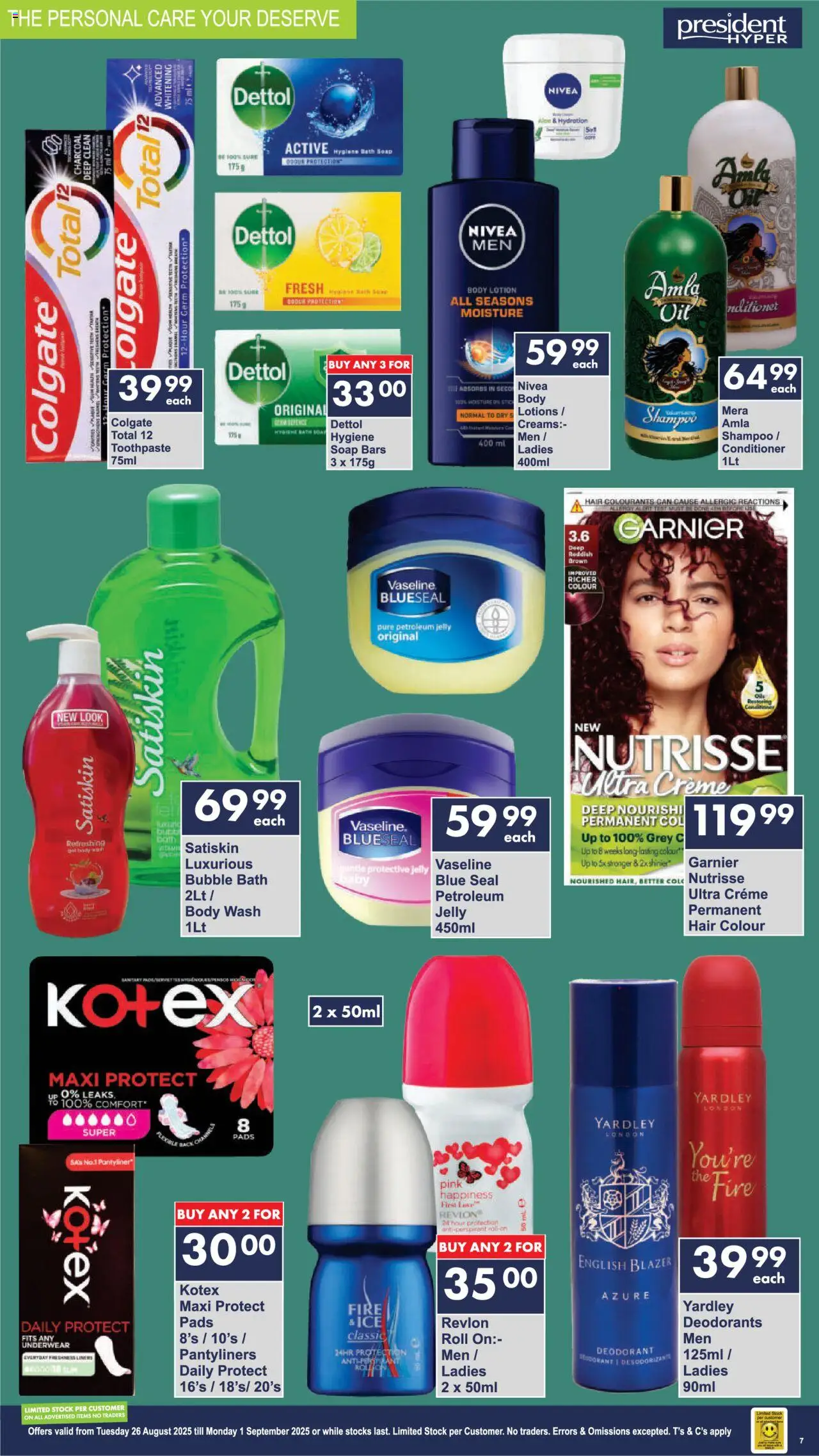 President Hyper - Birthday Sale Month end │ valid from 26.08.2025 | Page: 7 | Products: Underwear, Hair colour, Body wash, Lotion