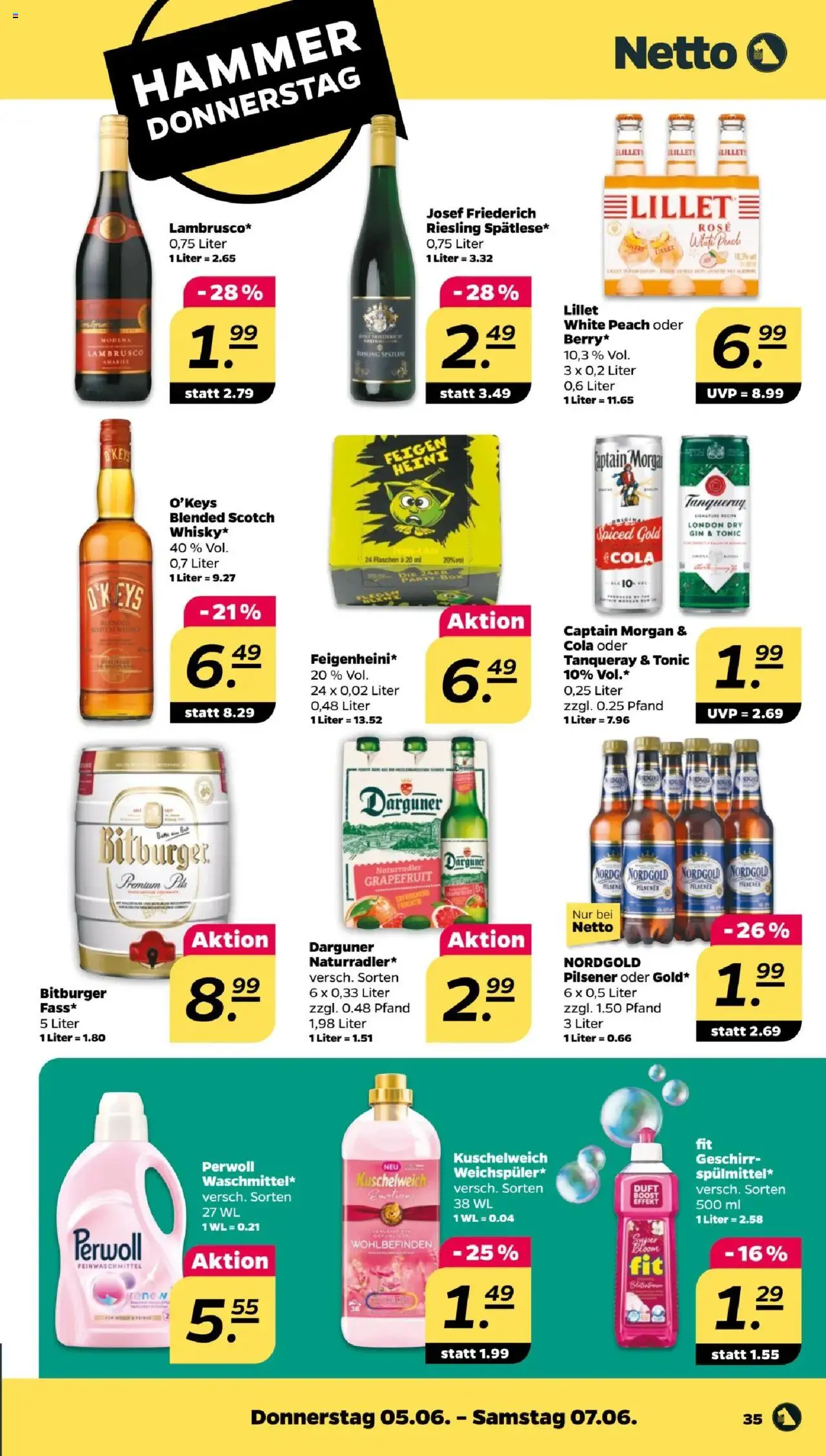 Netto Prospekt 	 - gültig ab dem 02.06.2025 | Seite: 35 | Produkte: Pils, Kuschelweich, Grapefruit, Gin