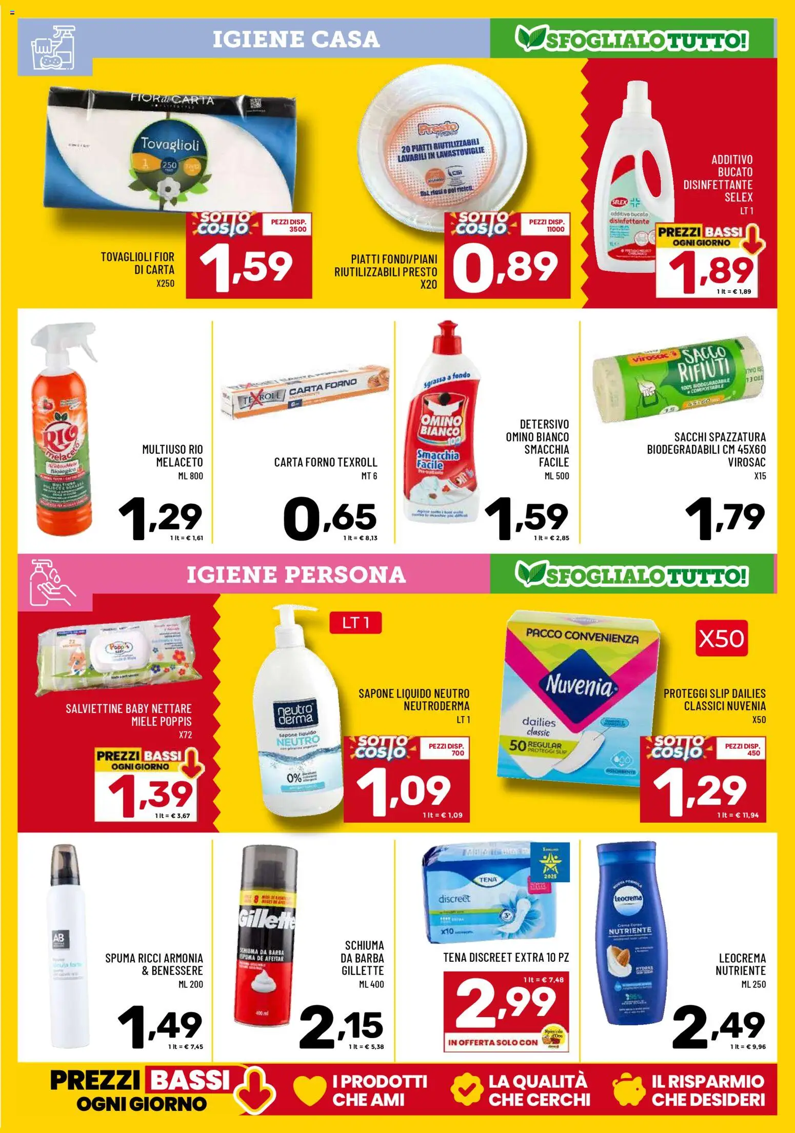 Volantino Il Centesimo del 24.10.2025 | Pagina: 13 | Prodotti: Sacco rifiuti, Proteggi slip, Lavastoviglie, Carta forno