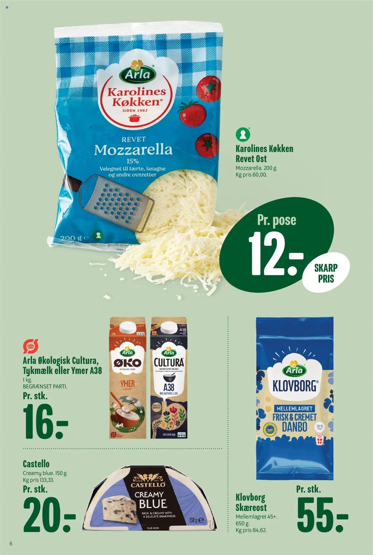 Min Købmand Tilbudsavis gyldig fra 22.08.2025 | Side: 6 | Produkter: Ost, Ymer, Mozzarella, Carpete