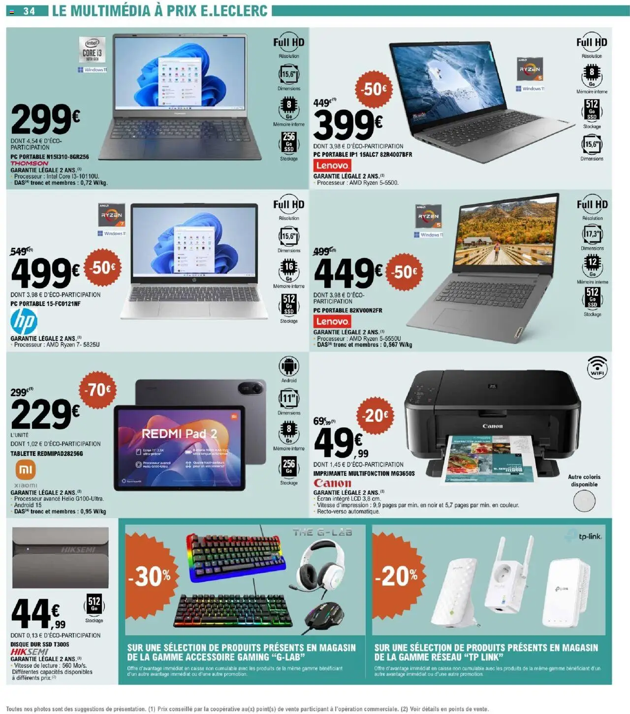  | Page: 34 | Produits: Tablette, PC, Imprimante, Batterie