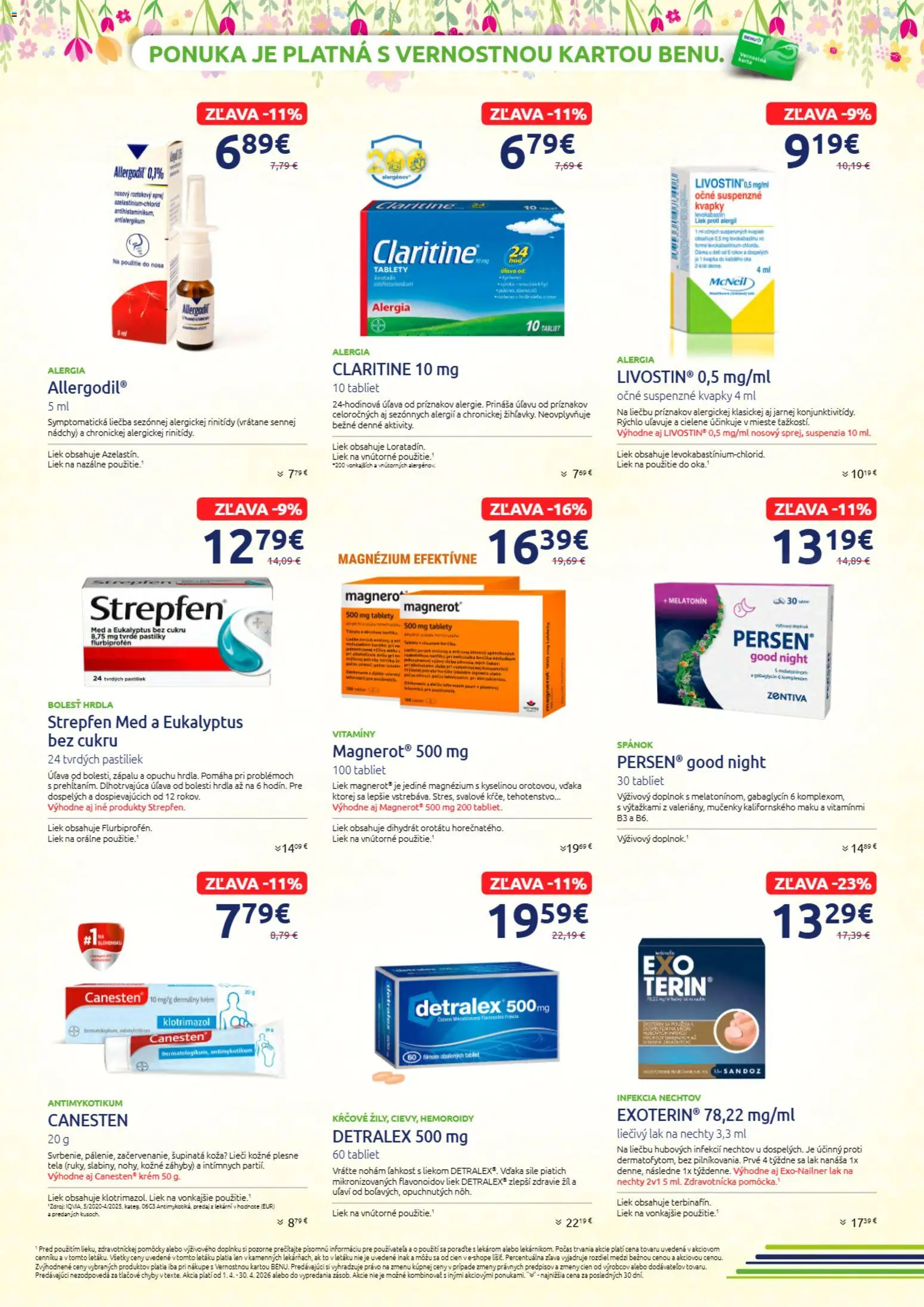 Nové BENU Lekáreň akcie – leták je platný od 01.04.2026 | Strana: 3 | Produkty: Tablet, Magnerot, Krém