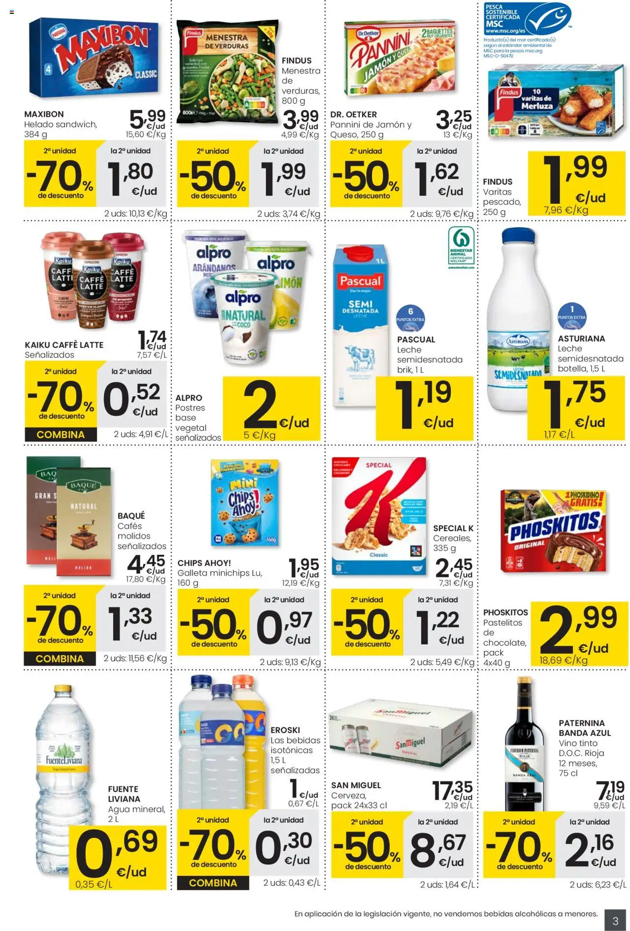 Eroski -  Aliprox │ válido desde el 18.09.2025 | Página: 3 | Productos: Leche, Vino, Τυρόπιτα, Helado