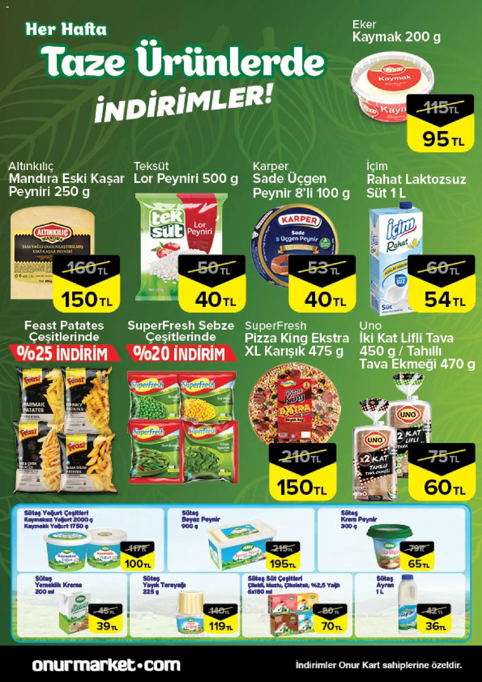 Onur Market Taze Ürünlerde İndirimler - Trakya - 02.01.2026 tarihinden itibaren geçerlidir | Sayfa: 3 | Ürünler: Krem, Yoğurt, Patates, Sebze
