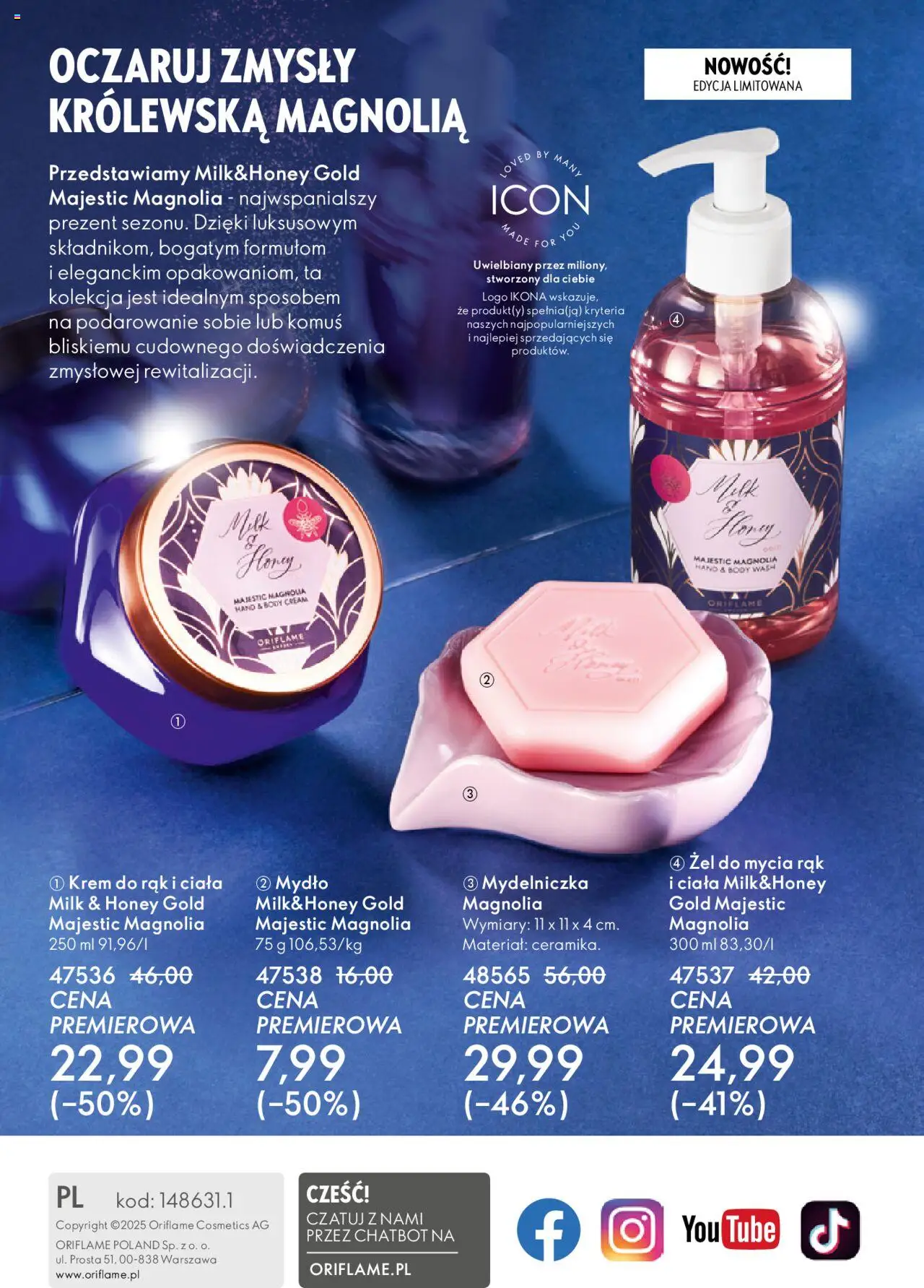 Oriflame Katalog 15 2025 od 22.10.2025 | Strona: 148 | Produkty: Body, Krem do rąk, Mydło, Krem
